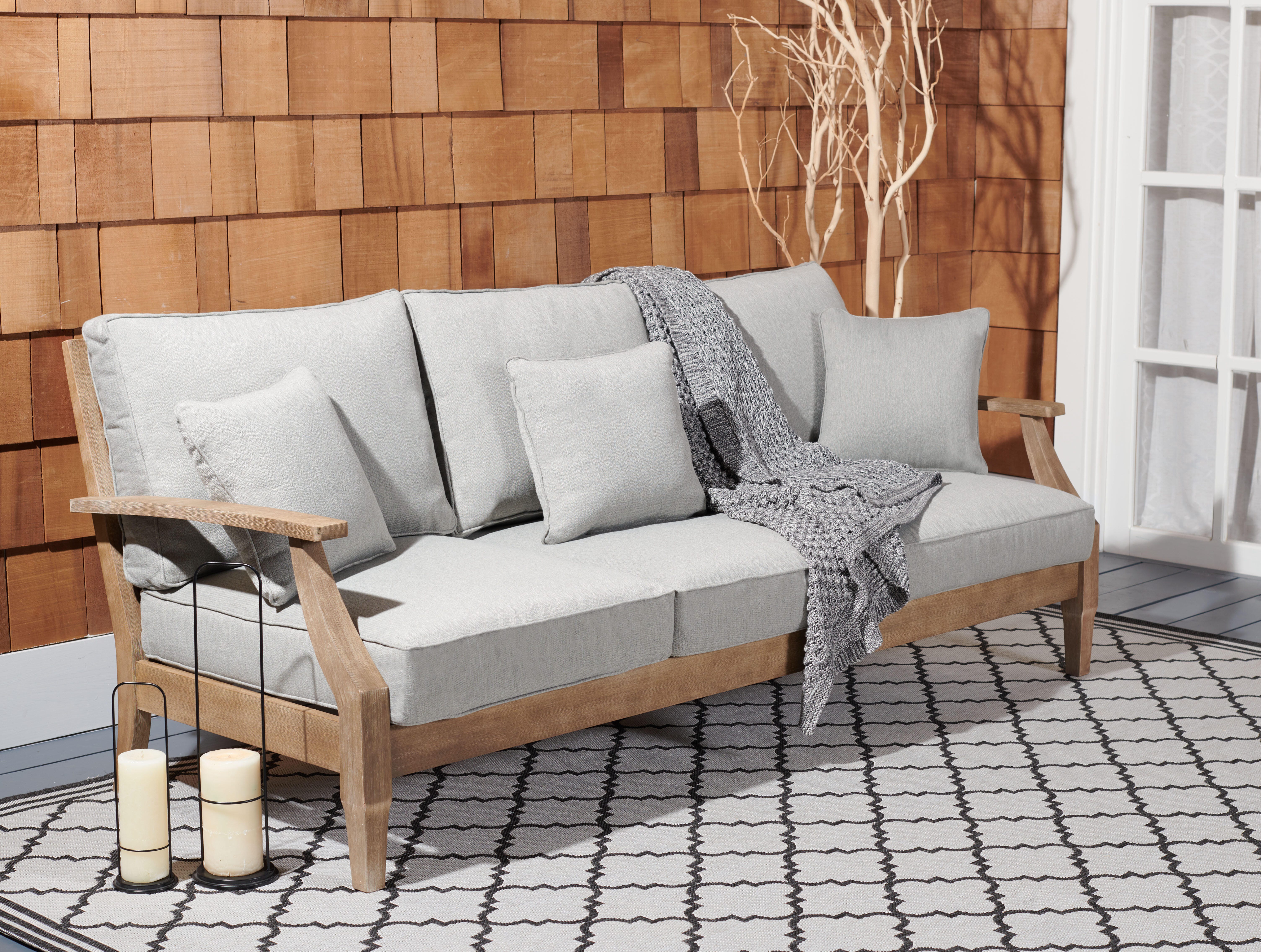 Safavieh Outdoor Sofa, Natural/Gray, rollover