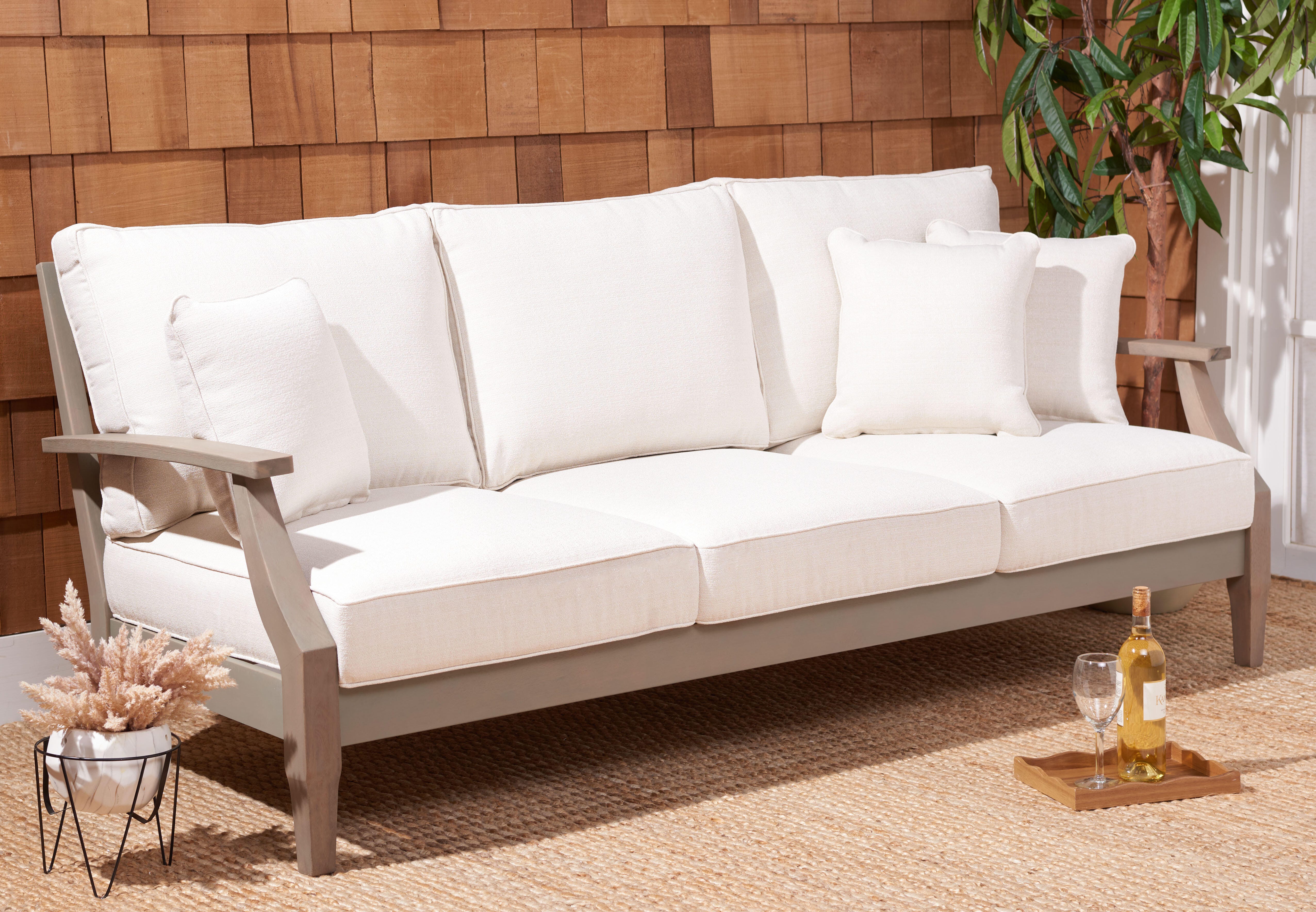 Safavieh Outdoor Sofa, Light Gray/Beige, large