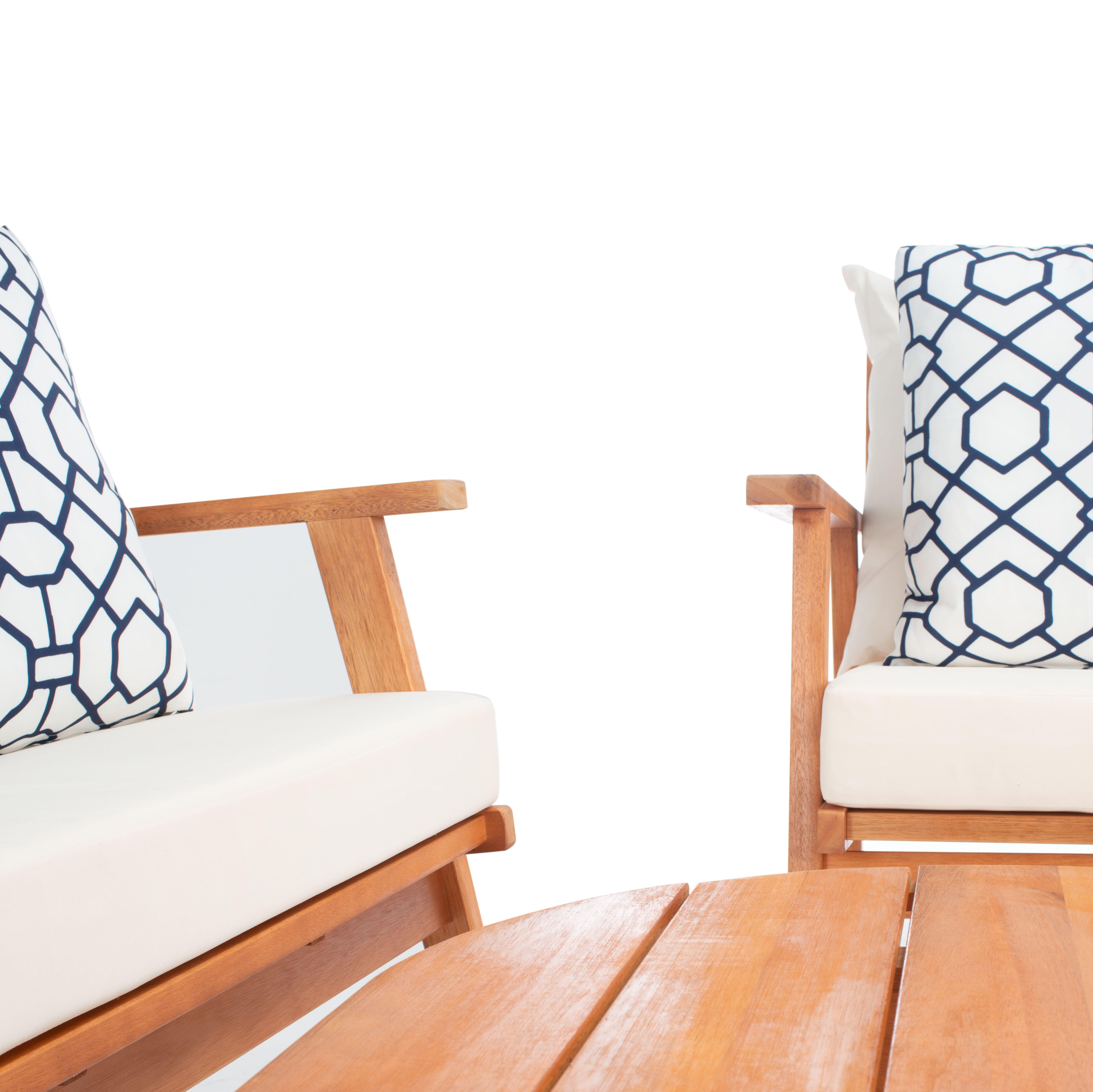 Safavieh Deacon Outdoor Conversation Set, Natural/White, large