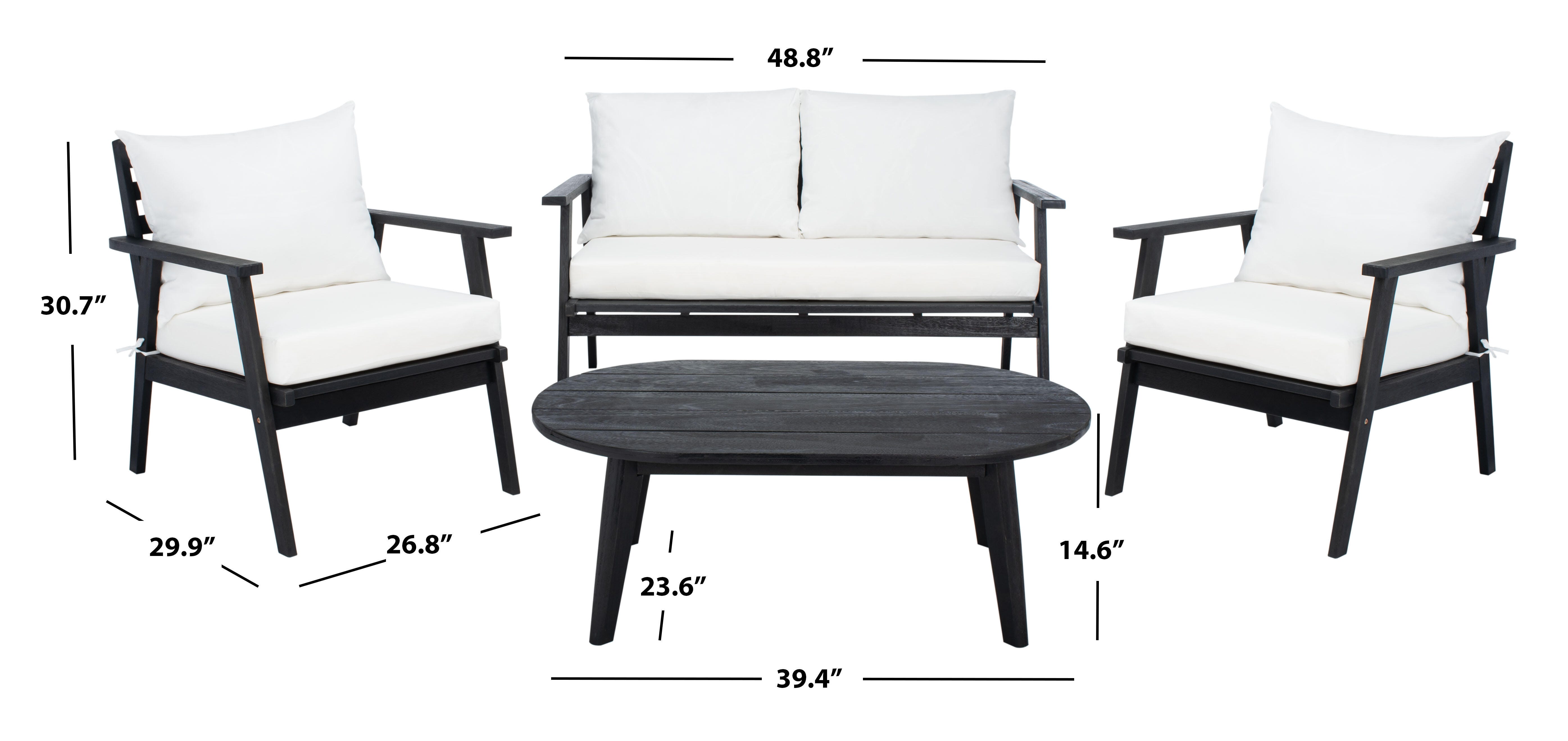 Safavieh Deacon Outdoor Conversation Set, Black/Beige, large
