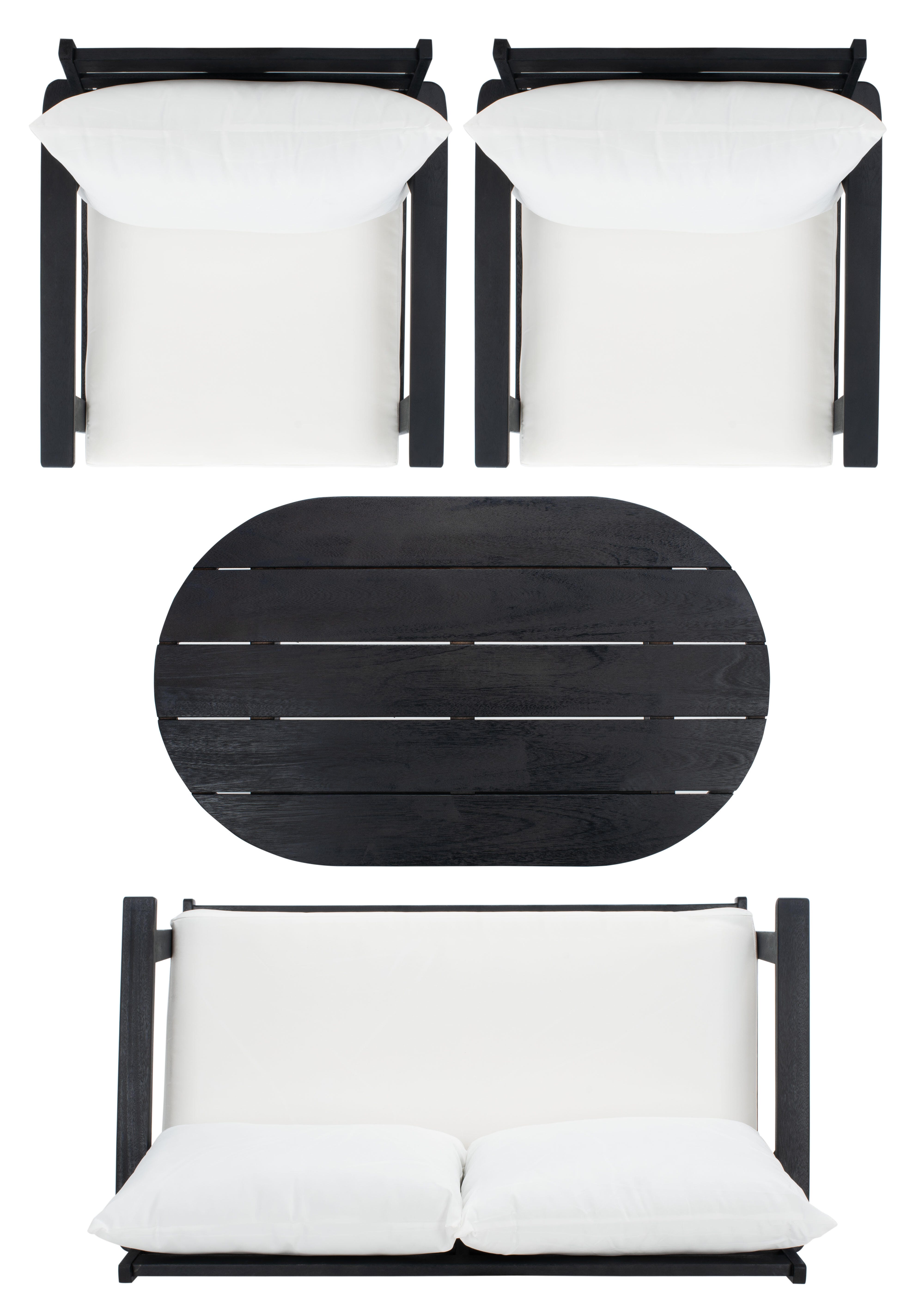 Safavieh Deacon Outdoor Conversation Set, Black/Beige, large