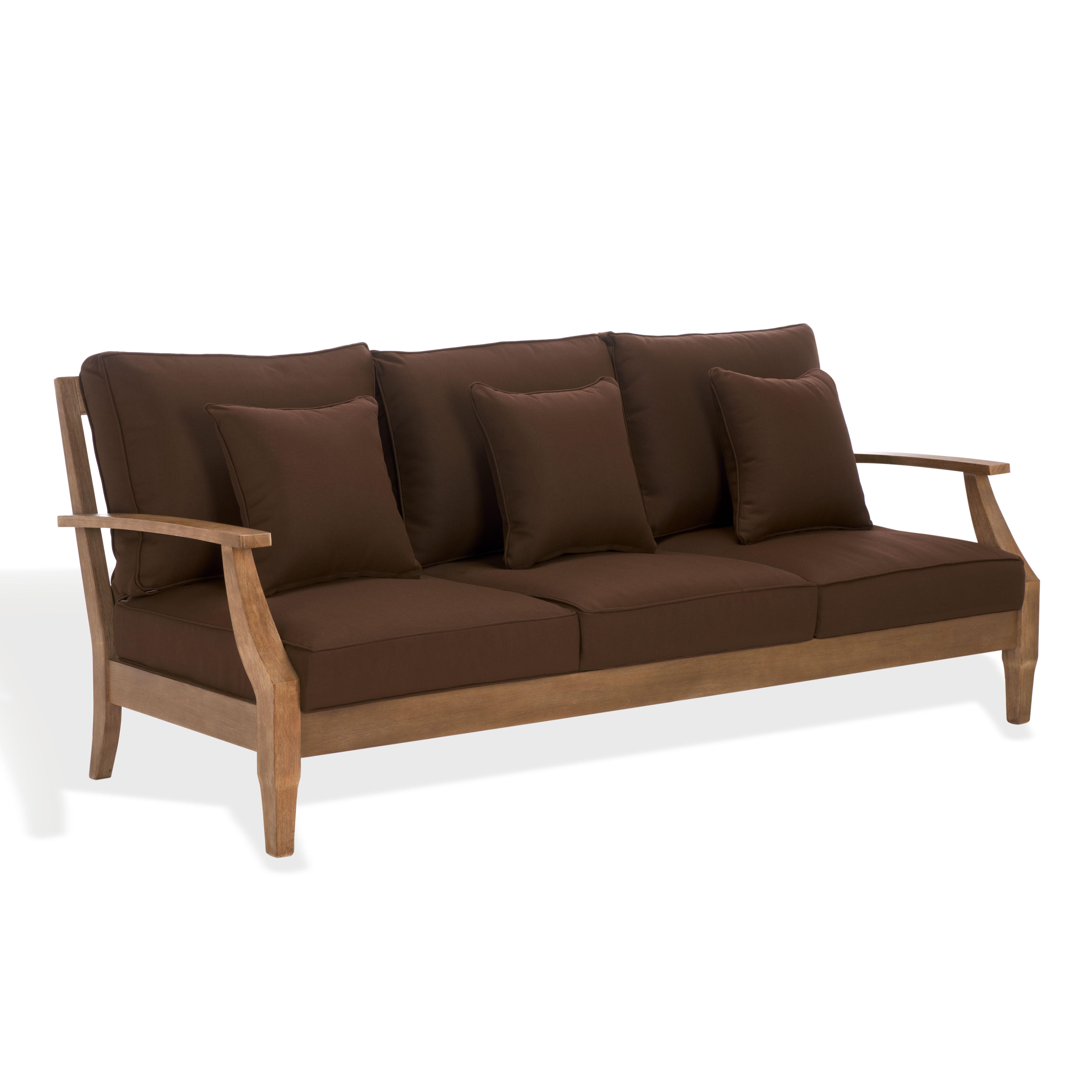 Safavieh Outdoor Sofa, Natural/Dark Brown, large
