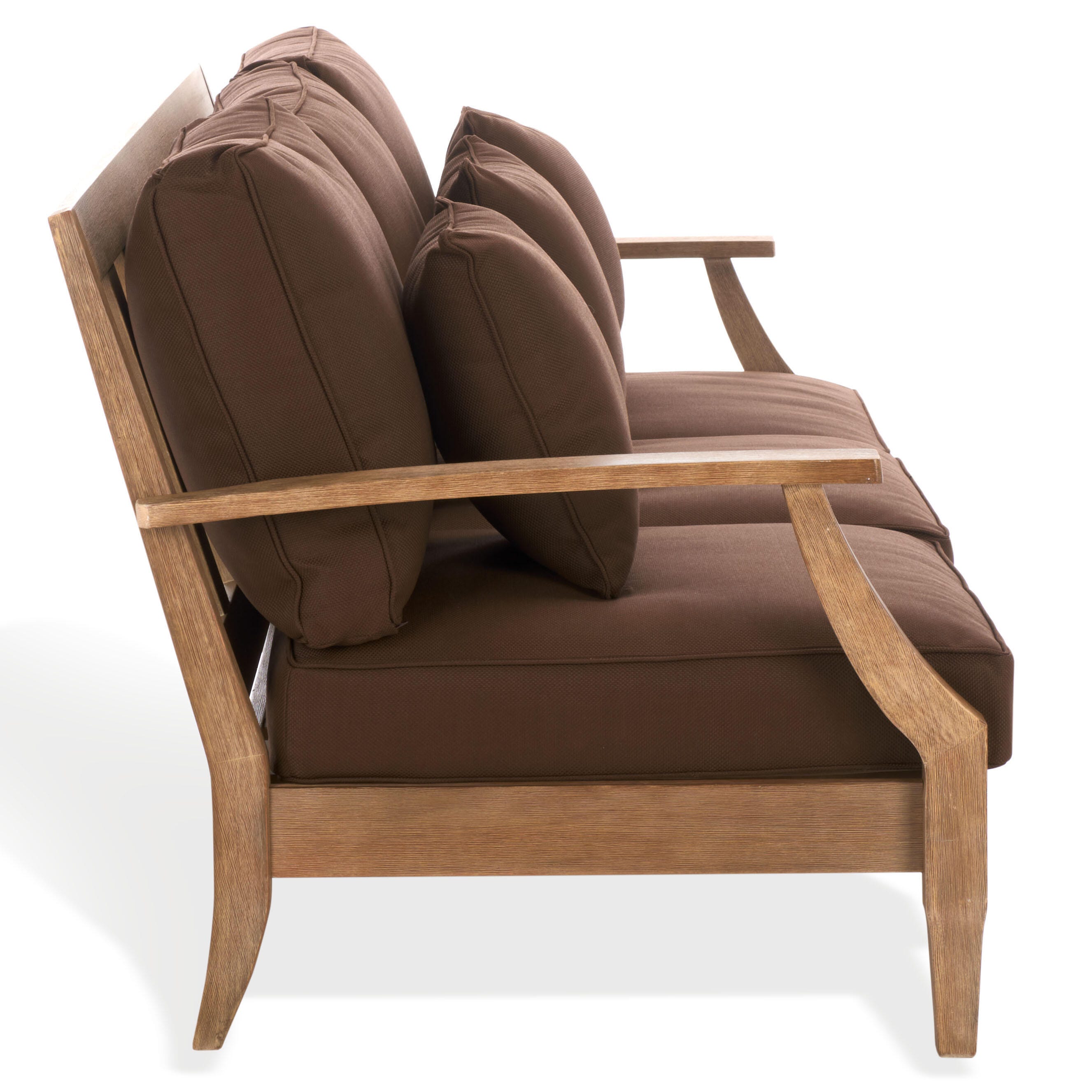 Safavieh Outdoor Sofa, Natural/Dark Brown, large