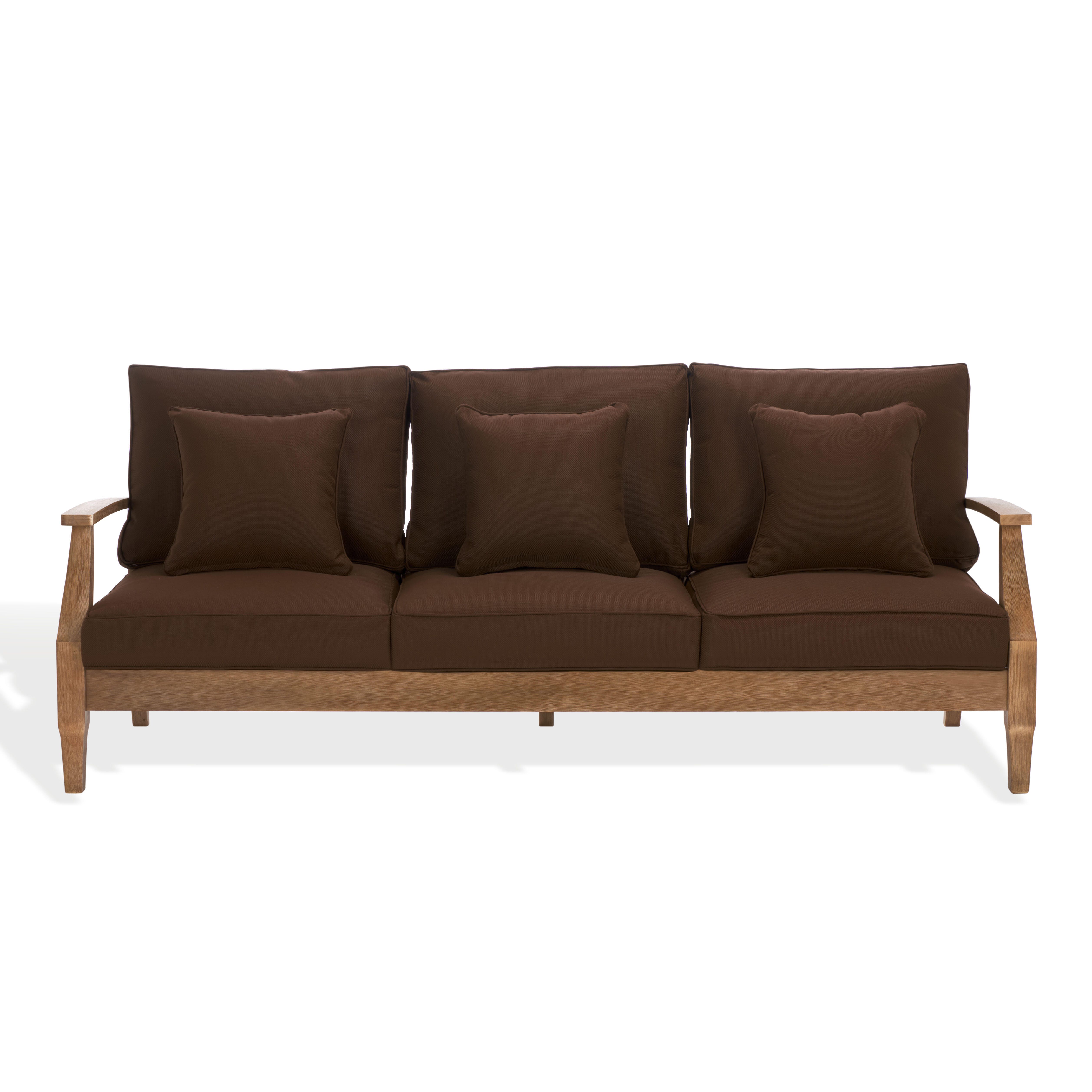 Safavieh Outdoor Sofa, Natural/Dark Brown, large