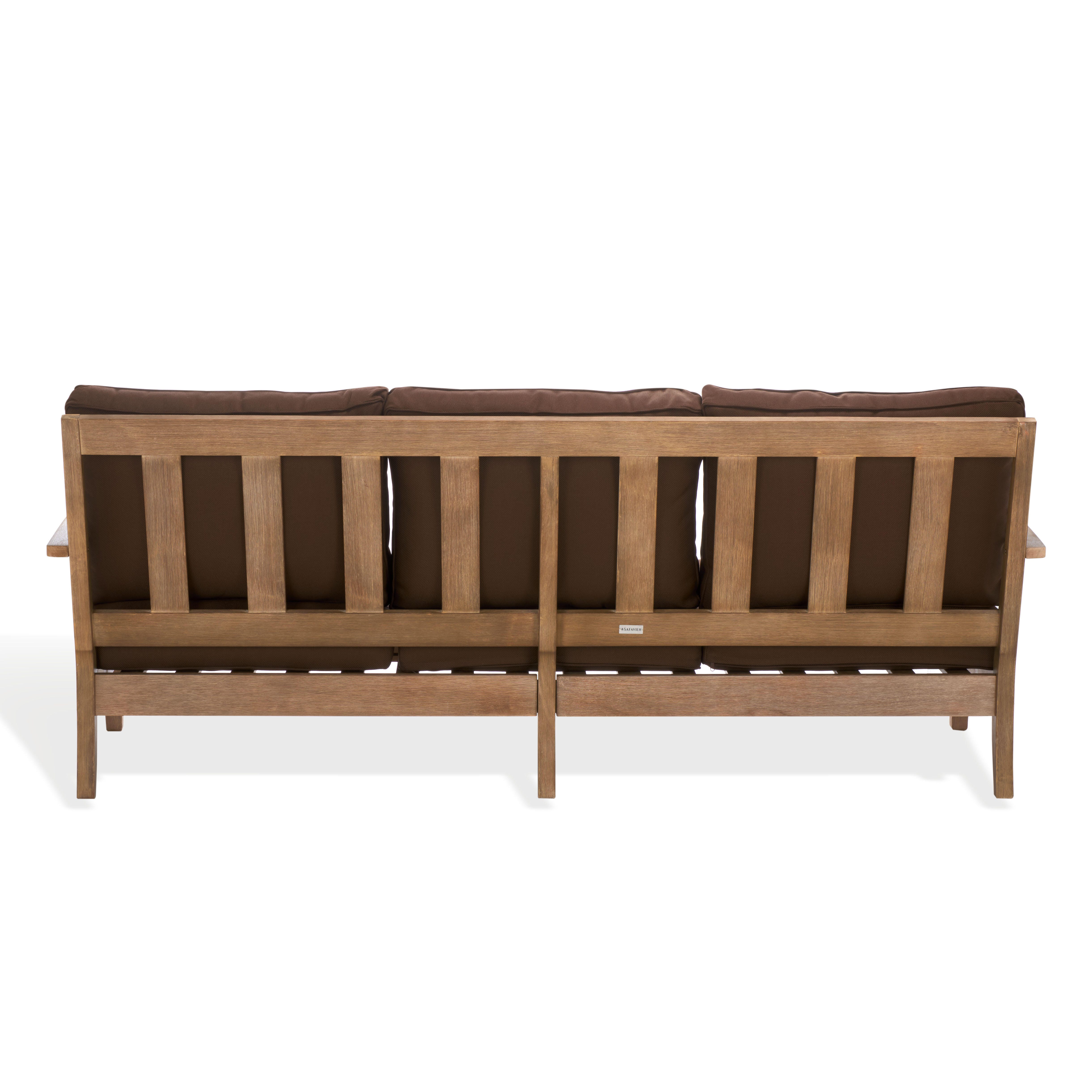 Safavieh Outdoor Sofa, Natural/Dark Brown, large