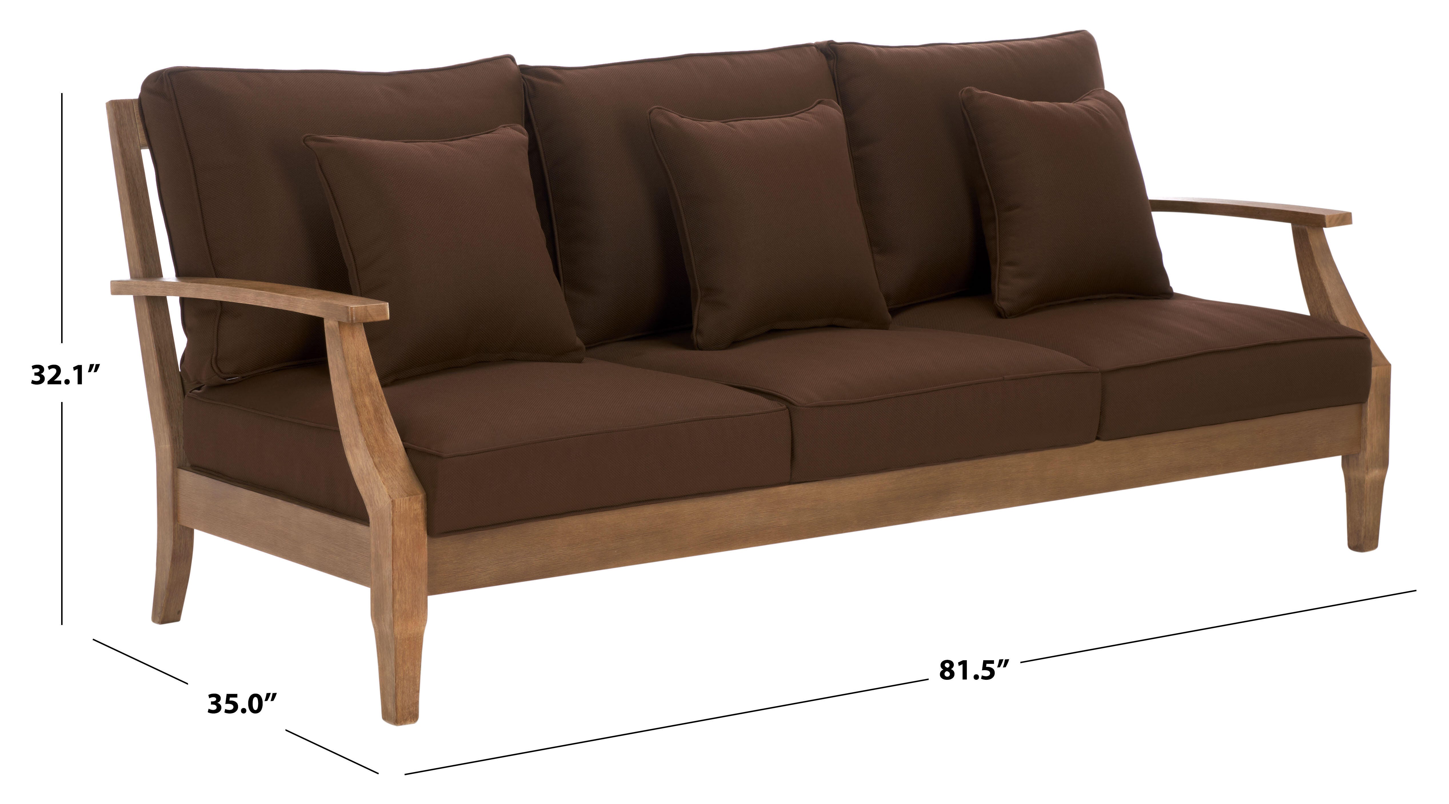 Safavieh Outdoor Sofa, Natural/Dark Brown, large