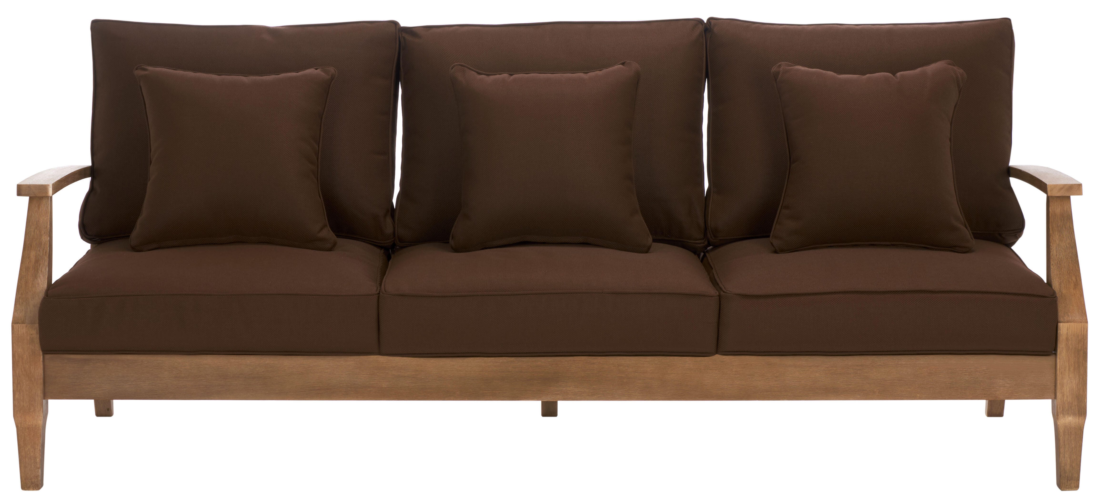 Safavieh Outdoor Sofa, Natural/Dark Brown, large