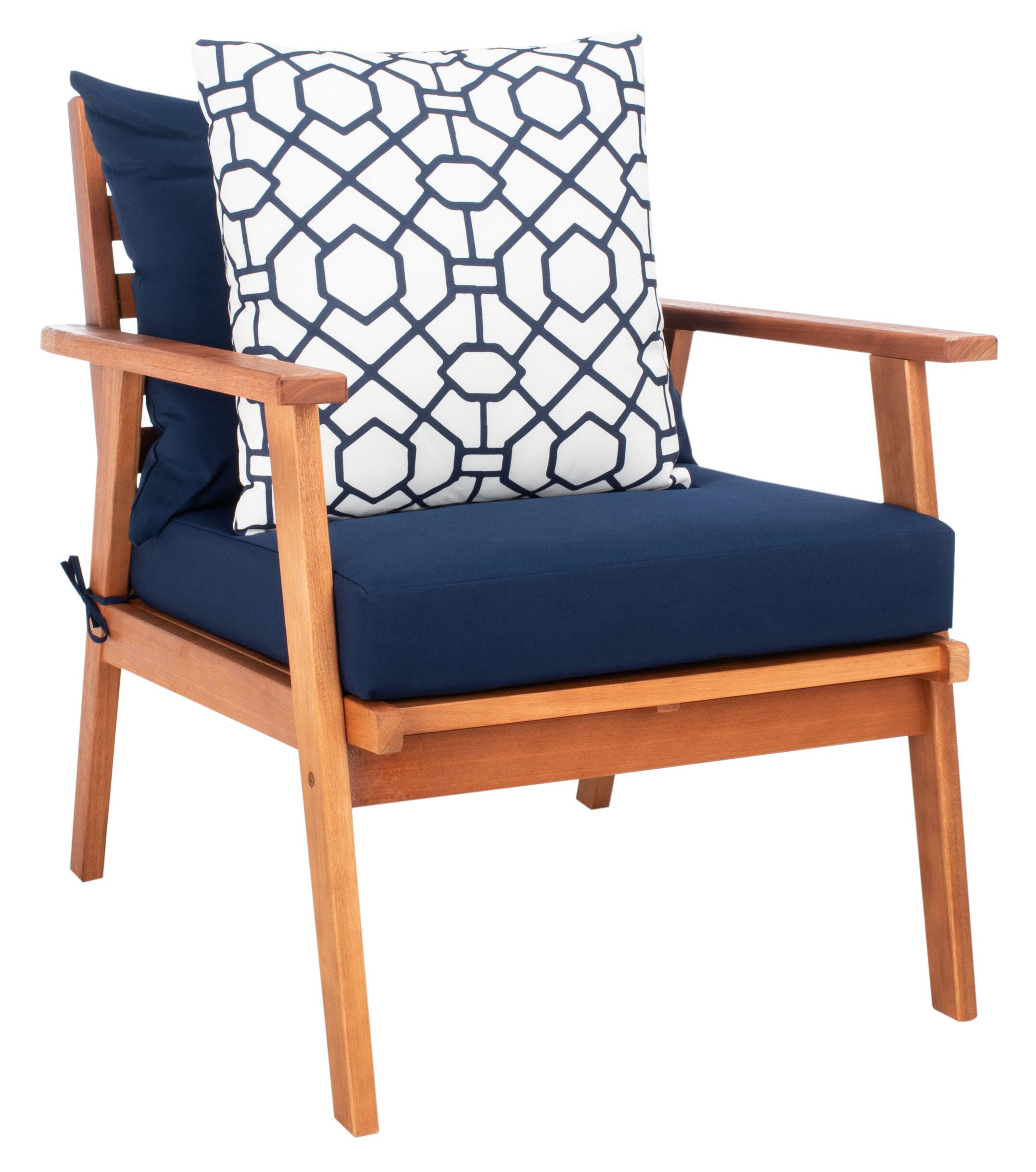 Safavieh Deacon Outdoor Conversation Set, Navy Blue/Natural, large