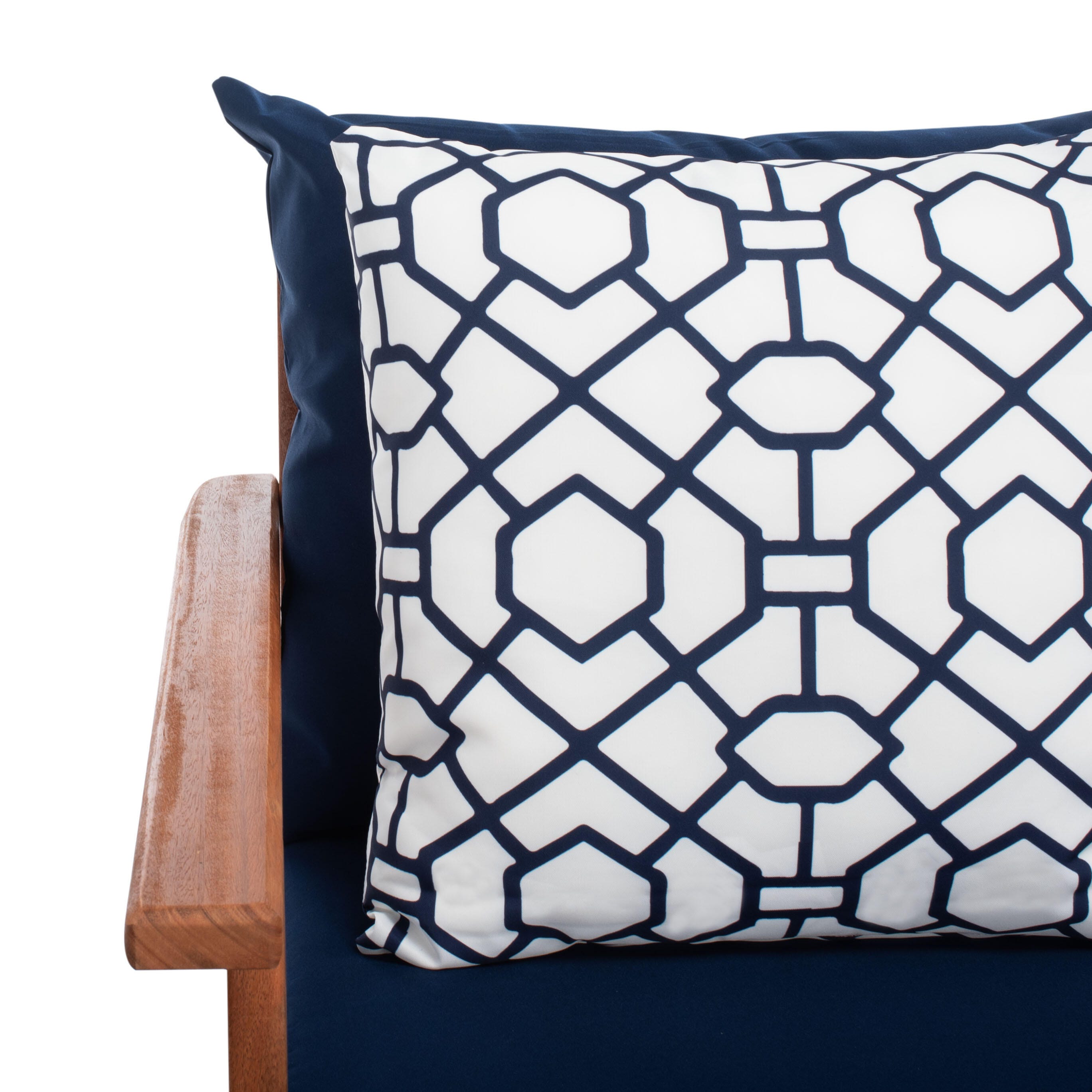 Safavieh Deacon Outdoor Conversation Set, Navy Blue/Natural, large