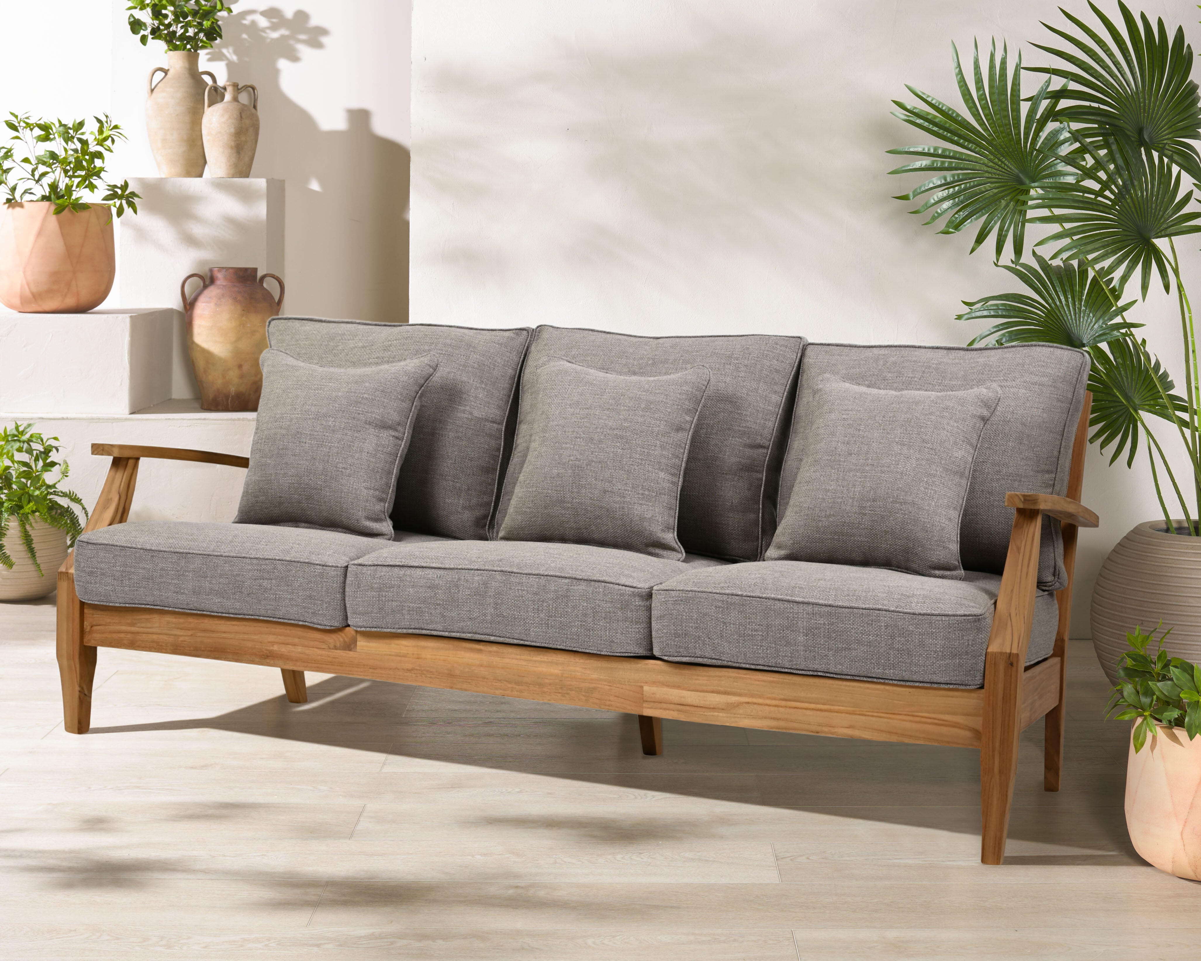 Safavieh Outdoor Sofa, Natural/Taupe, rollover