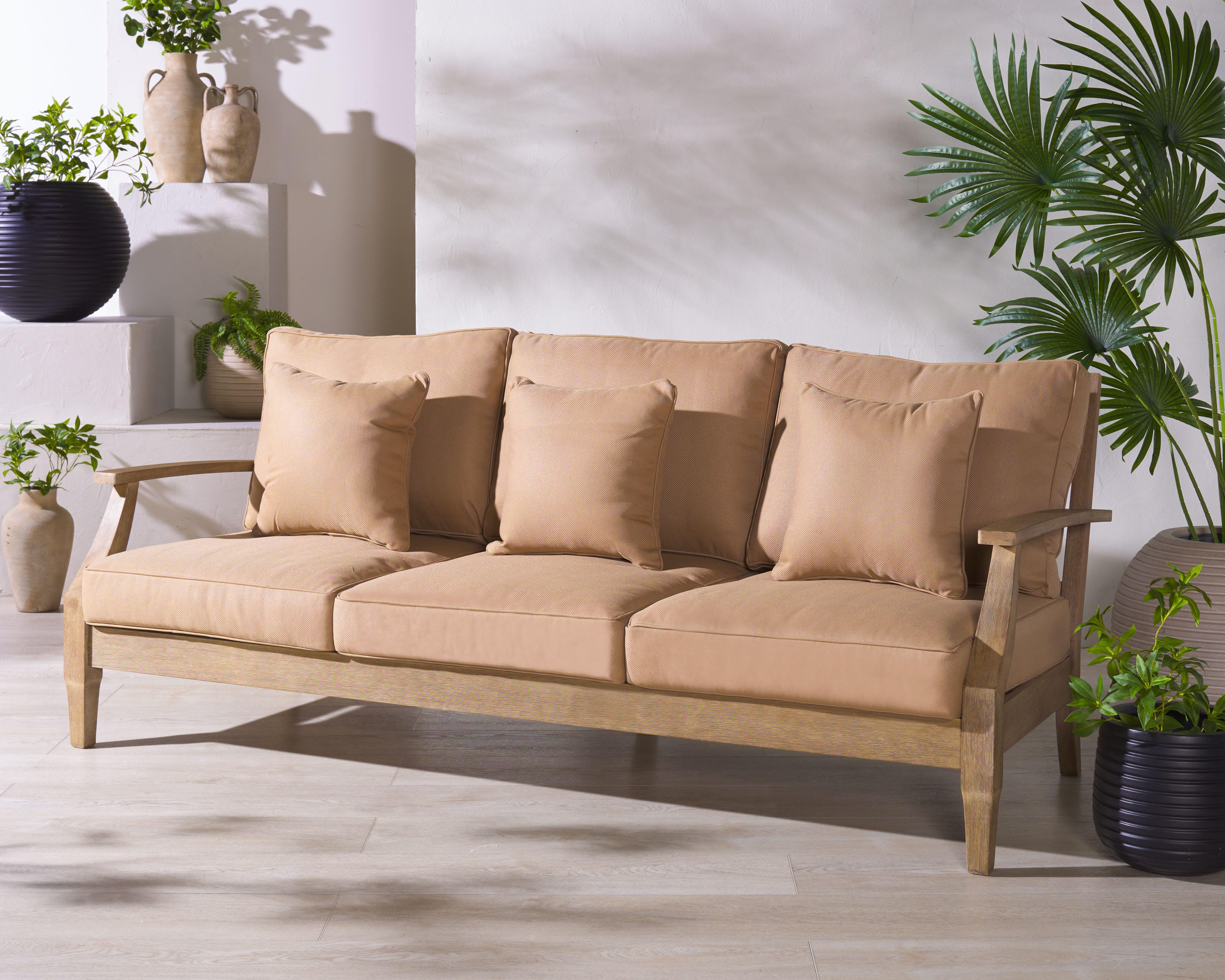 Safavieh Outdoor Sofa, Natural/Brown, large