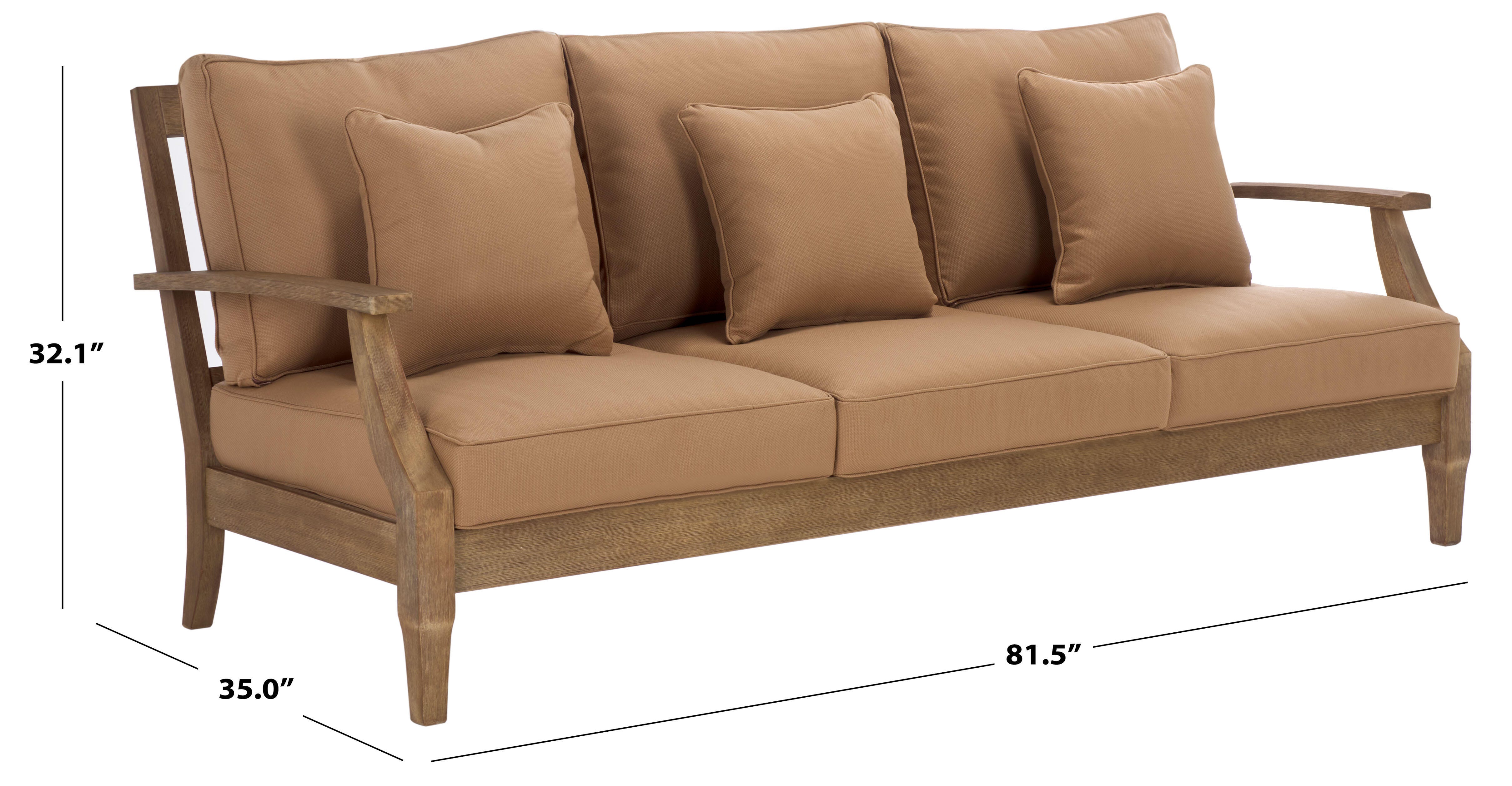 Safavieh Outdoor Sofa, Natural/Brown, large