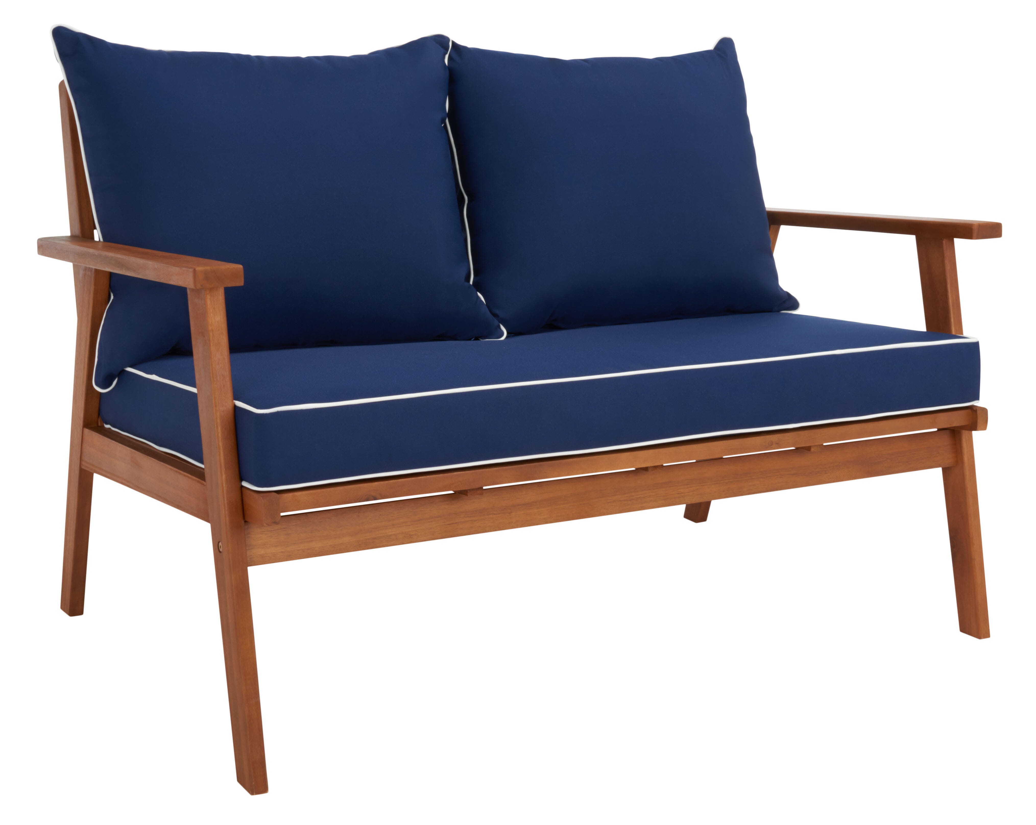Safavieh Deacon Outdoor Conversation Set, Natural/Navy, large