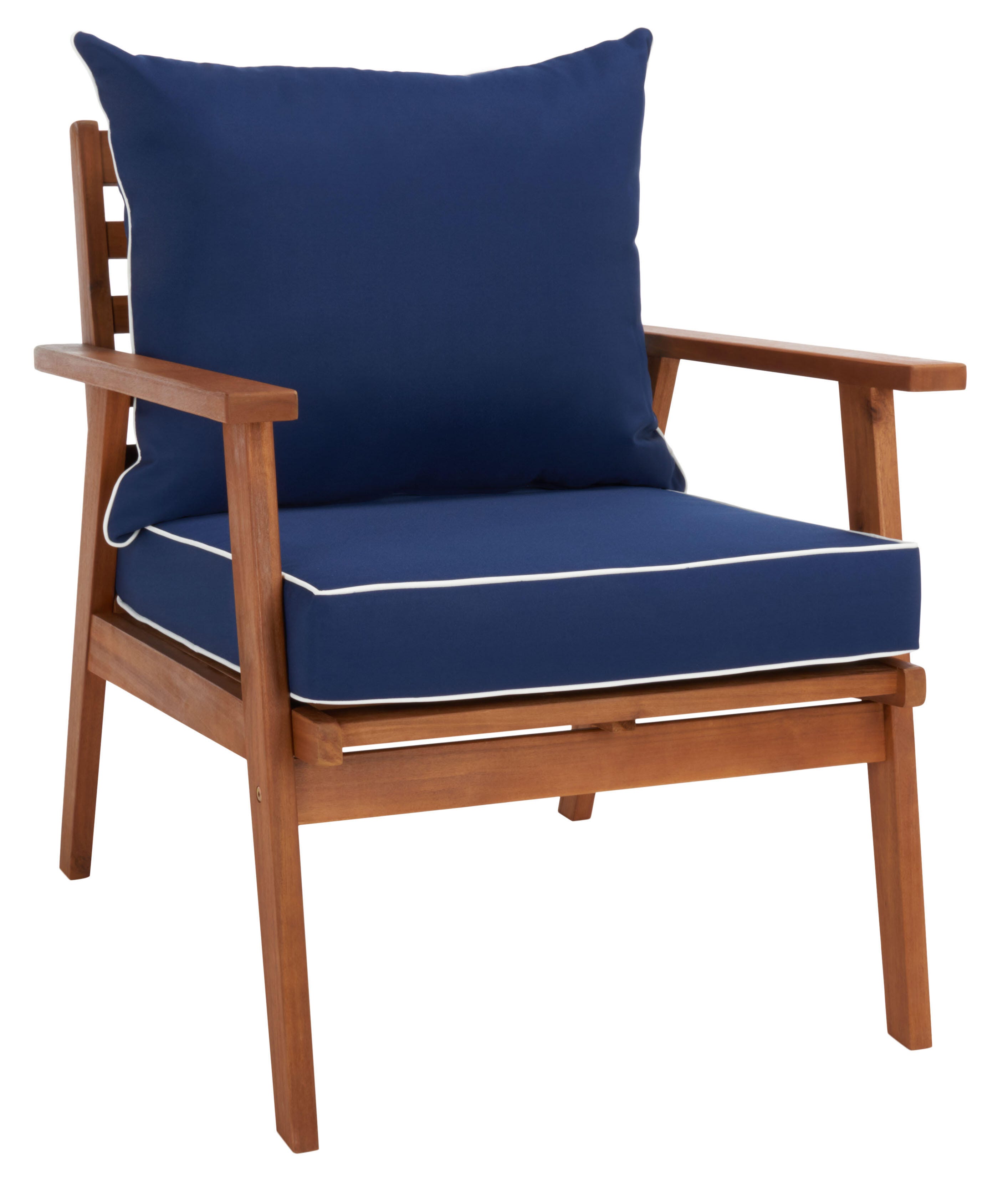 Safavieh Deacon Outdoor Conversation Set, Natural/Navy, large