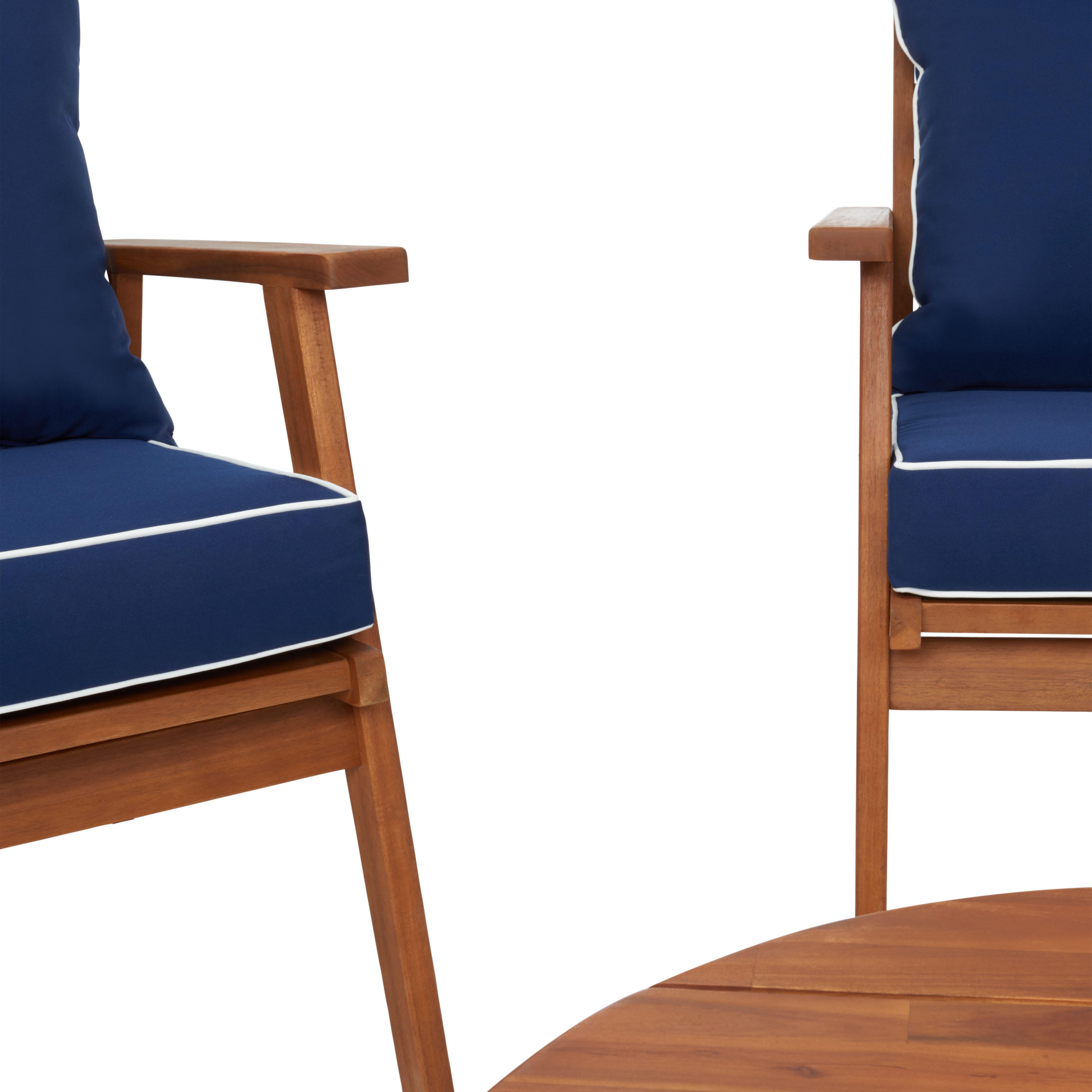 Safavieh Deacon Outdoor Conversation Set, Natural/Navy, large