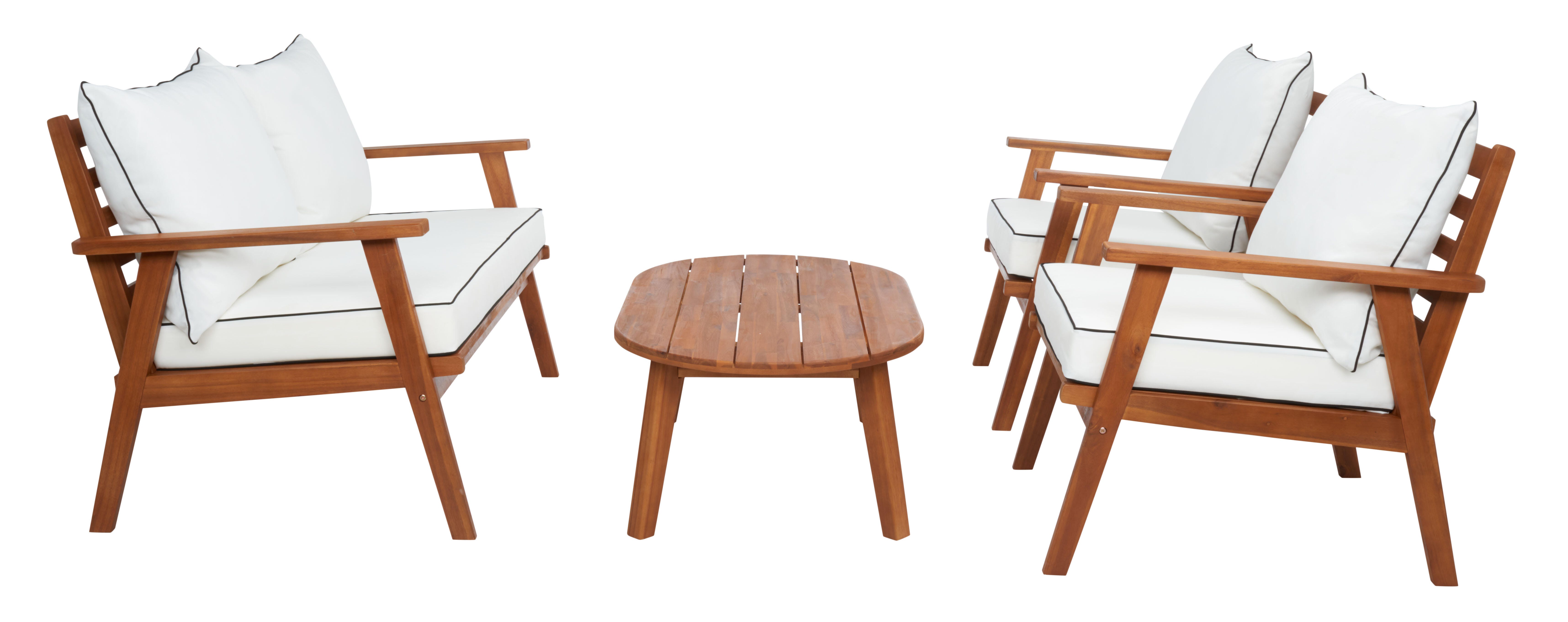 Safavieh Deacon Outdoor Conversation Set, Natural/White, large