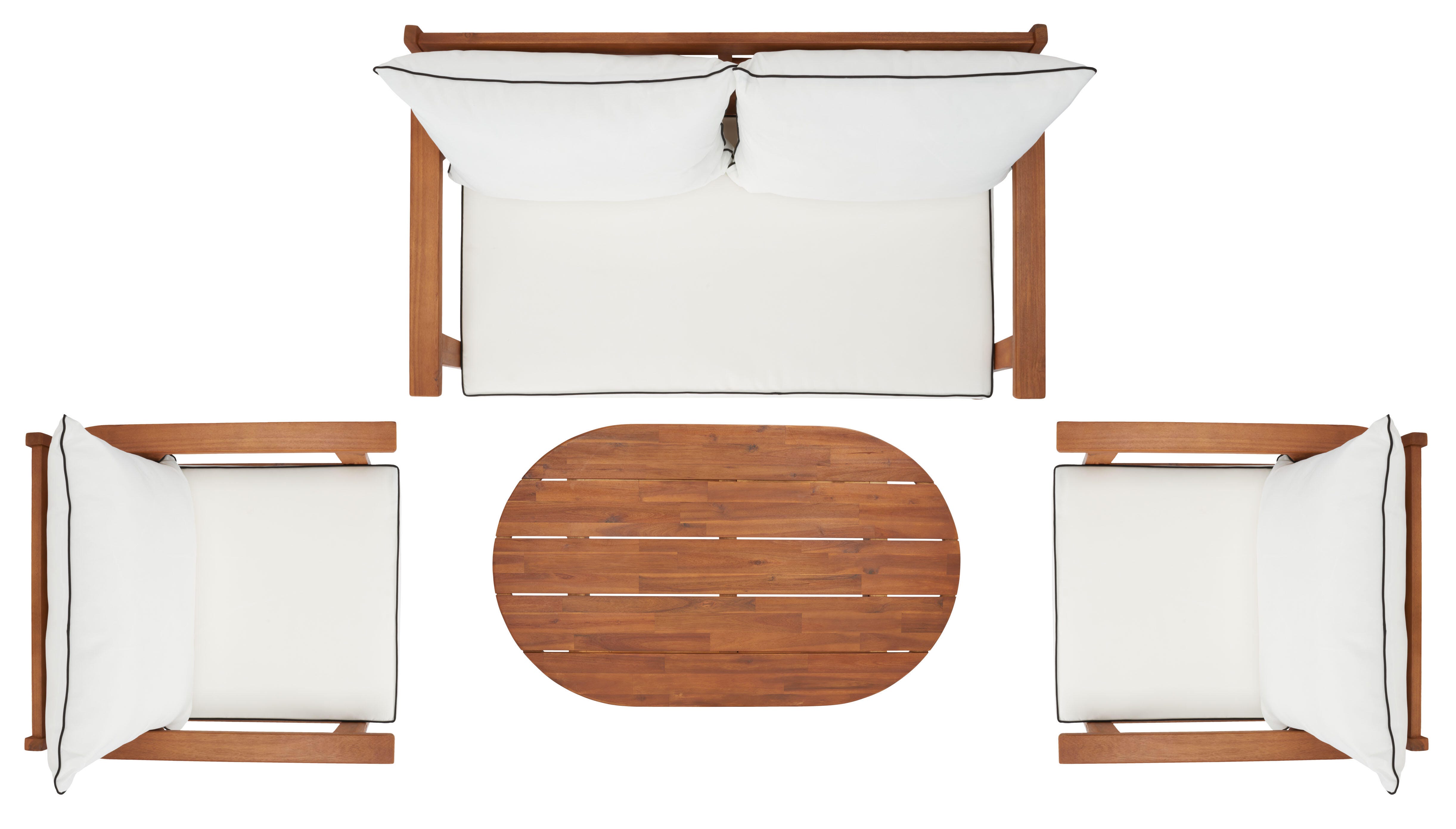 Safavieh Deacon Outdoor Conversation Set, Natural/White, large
