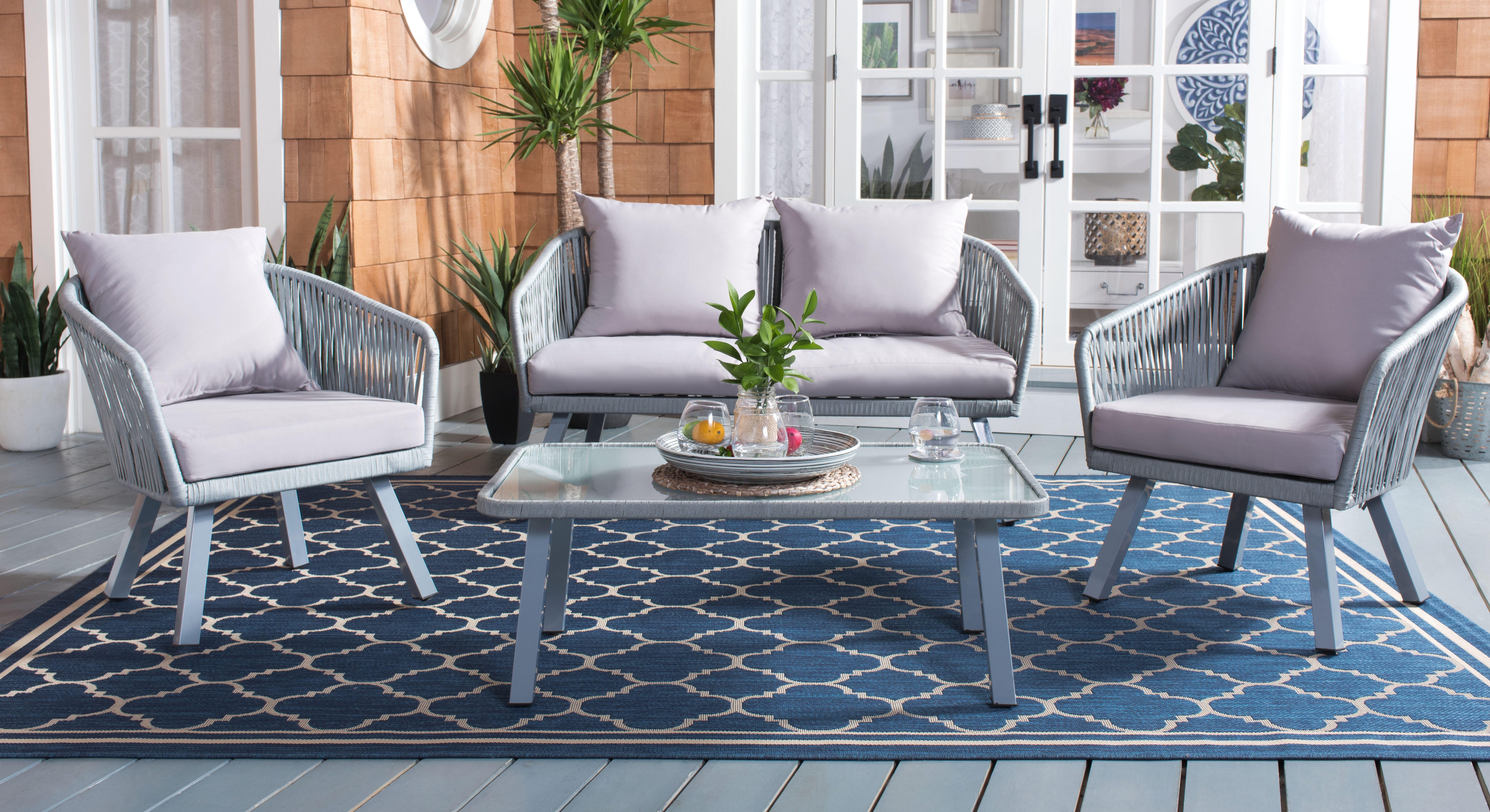 Safavieh Jorda Outdoor Conversation Set, Gray/Mauve, rollover