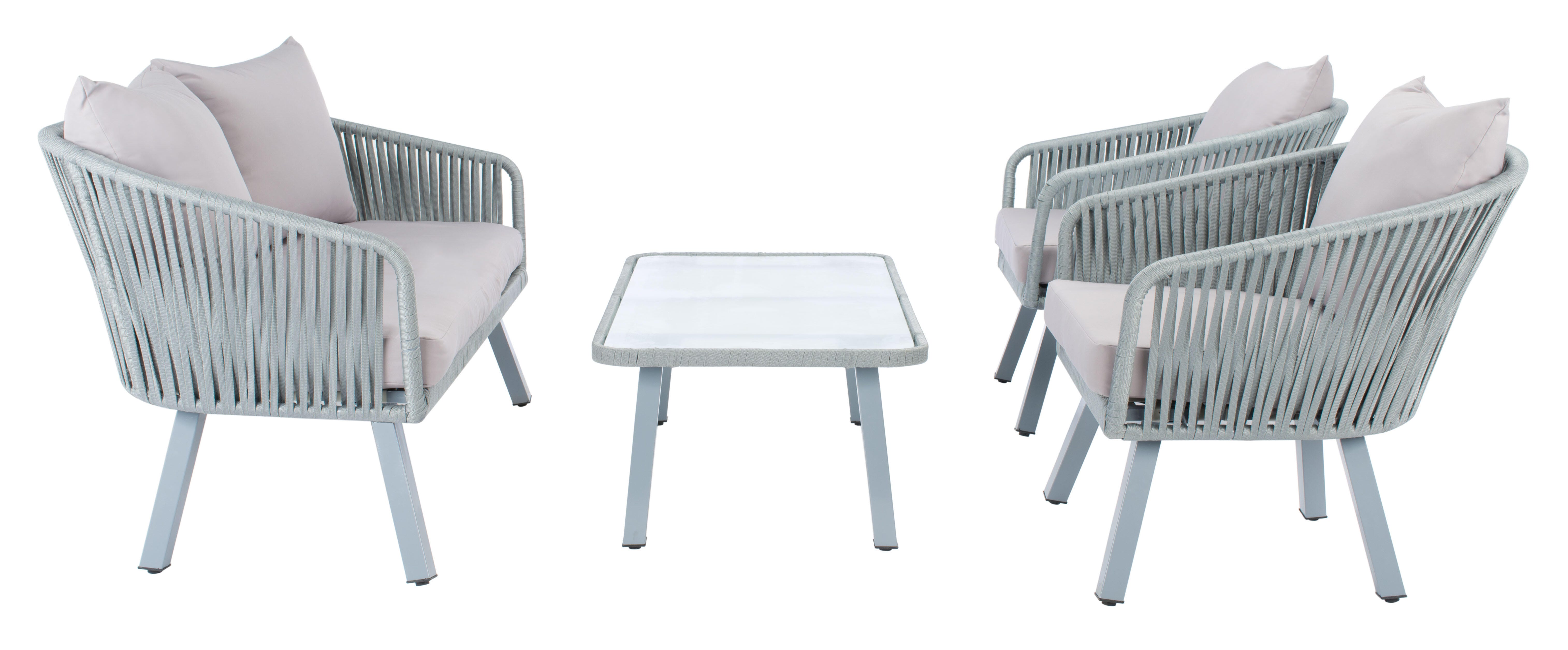 Safavieh Jorda Outdoor Conversation Set, Gray/Mauve, large