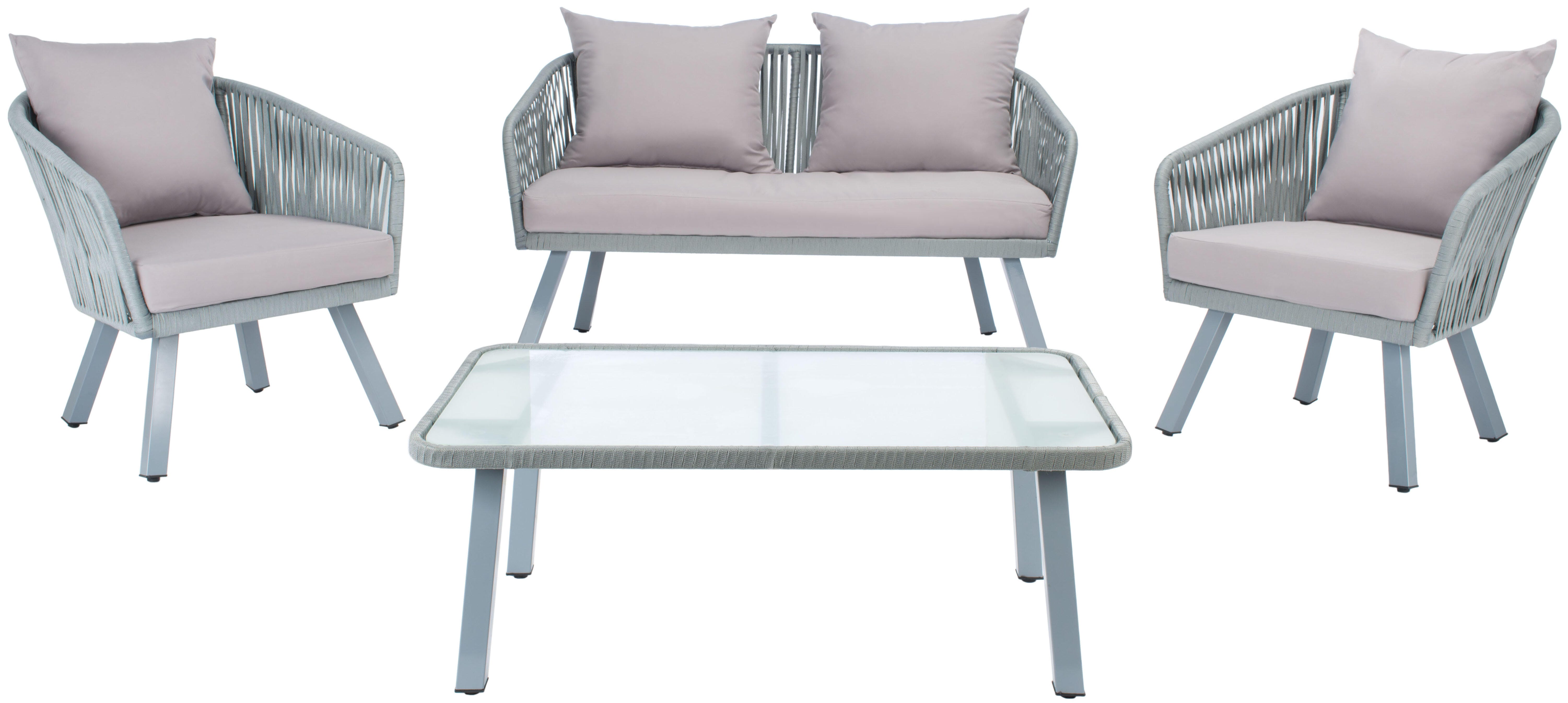 Safavieh Jorda Outdoor Conversation Set, Gray/Mauve, large