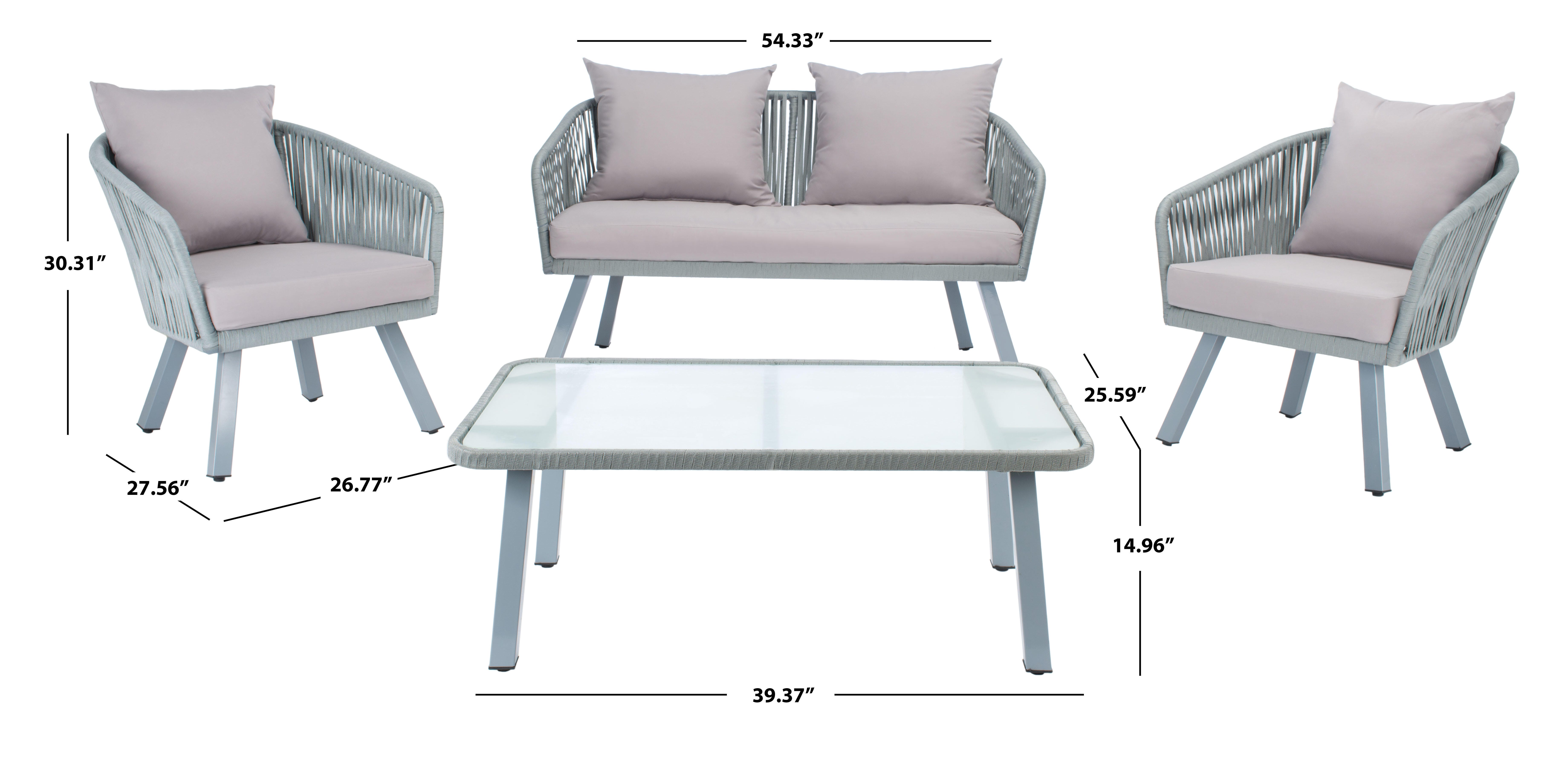 Safavieh Jorda Outdoor Conversation Set, Gray/Mauve, large