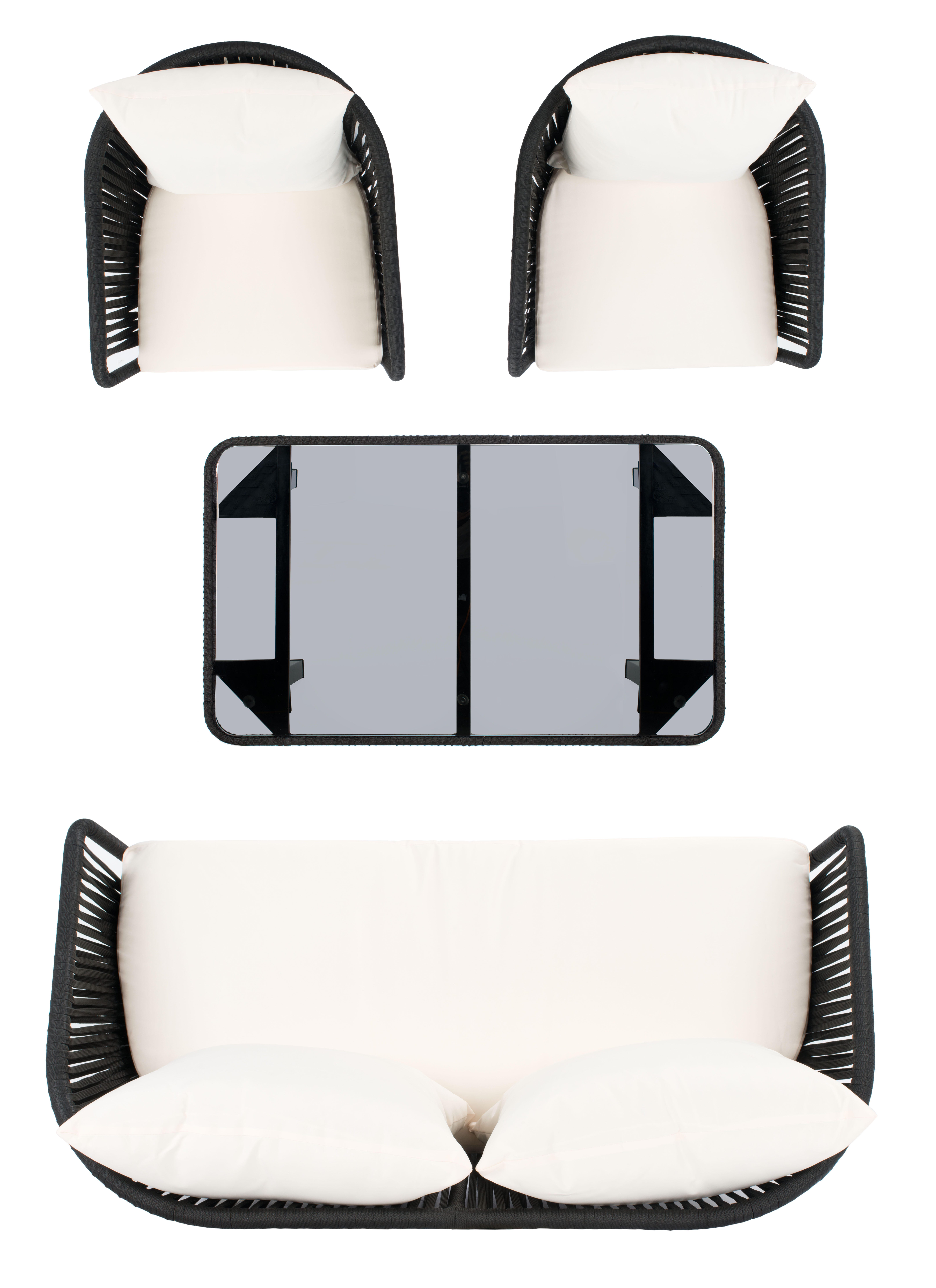 Safavieh Jorda Outdoor Conversation Set, Black/Beige, large
