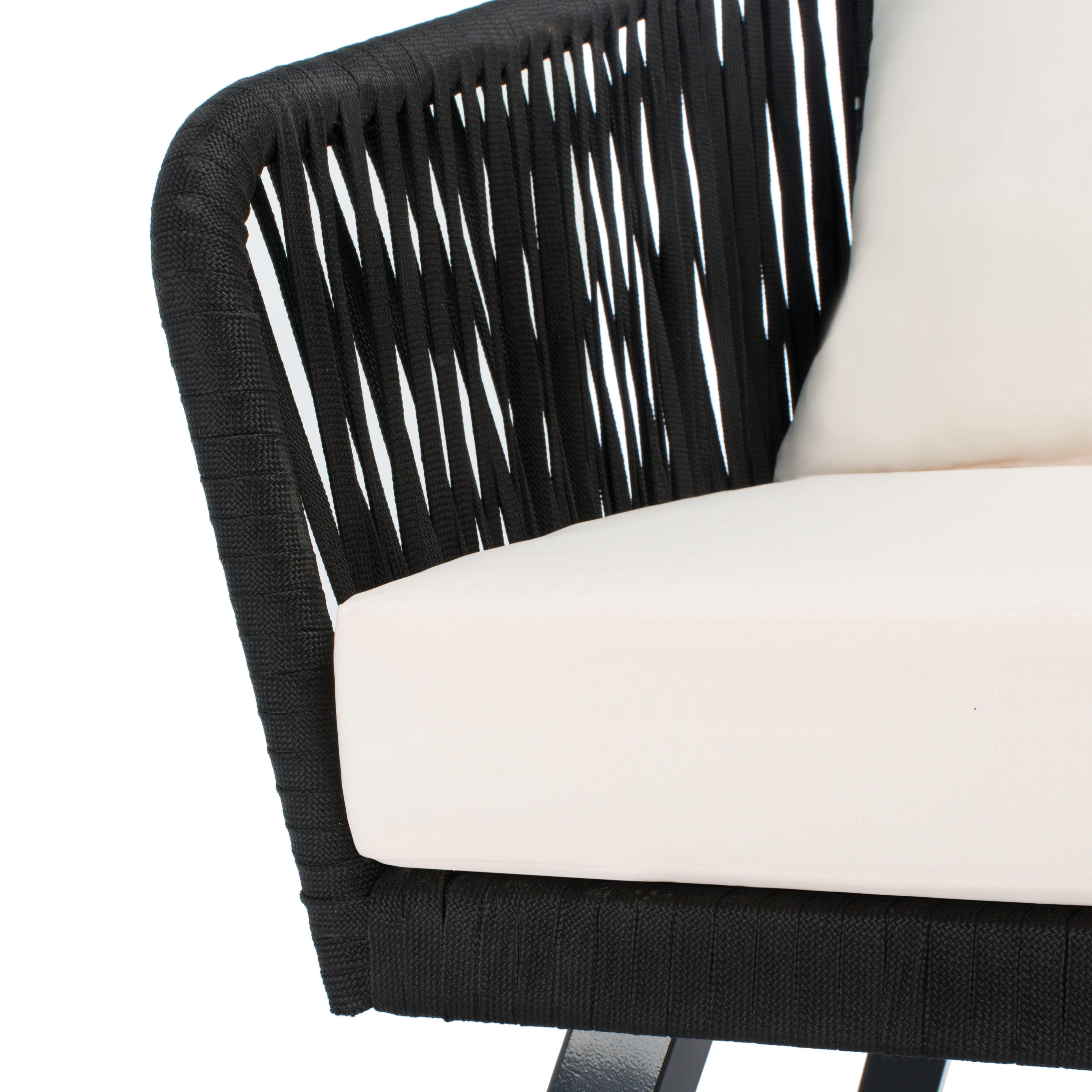 Safavieh Jorda Outdoor Conversation Set, Black/Beige, large