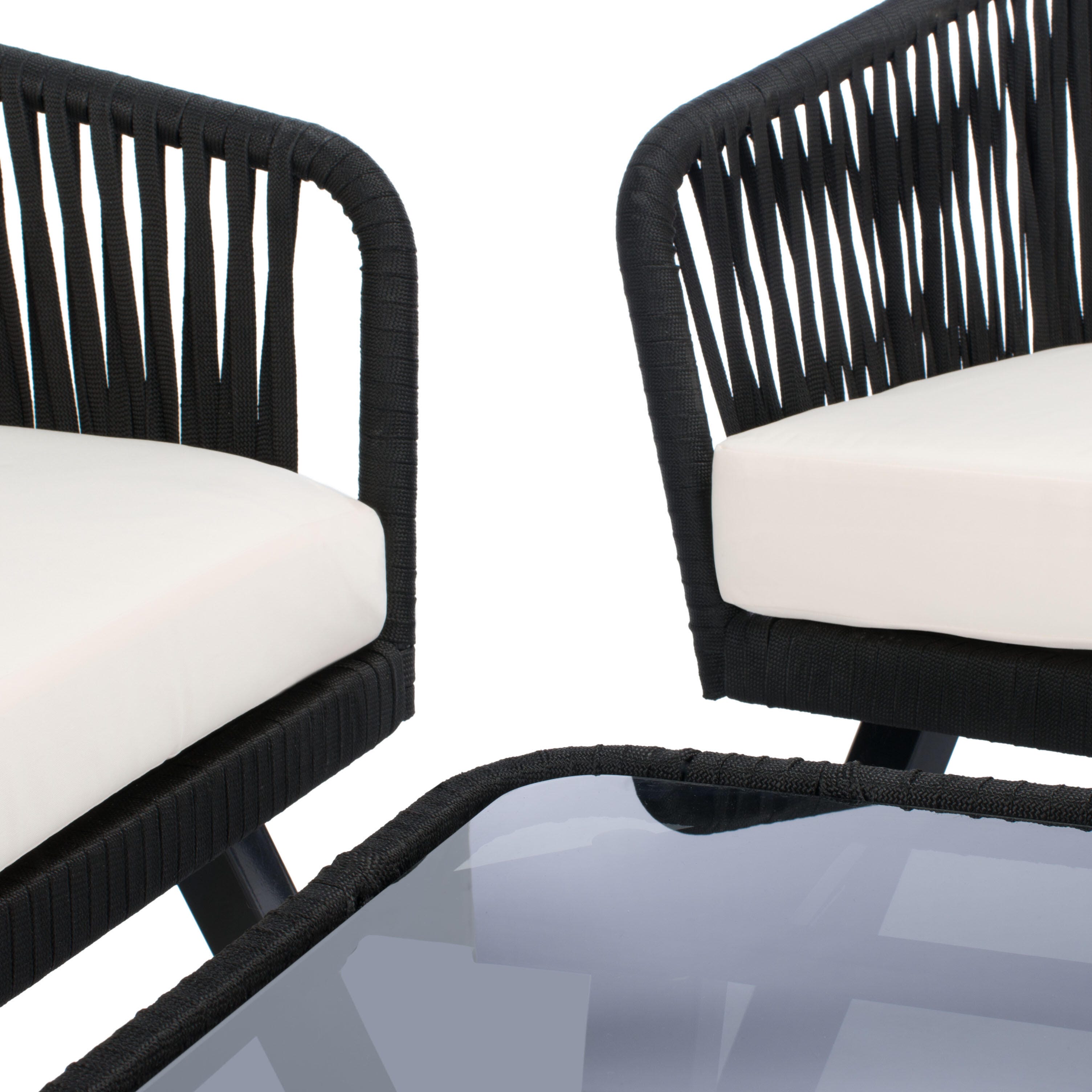 Safavieh Jorda Outdoor Conversation Set, Black/Beige, large