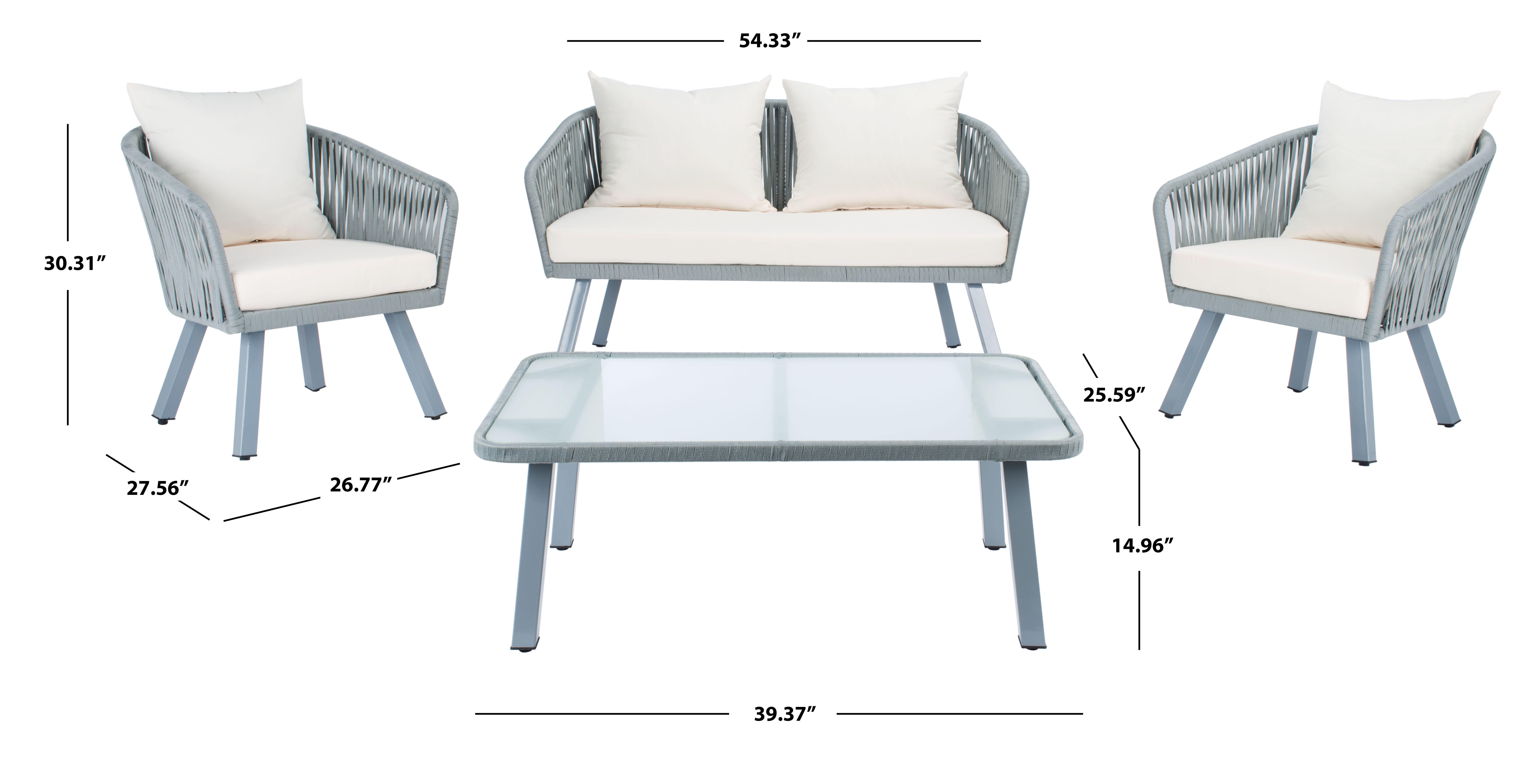 Safavieh Jorda Outdoor Conversation Set, Gray/Beige, large