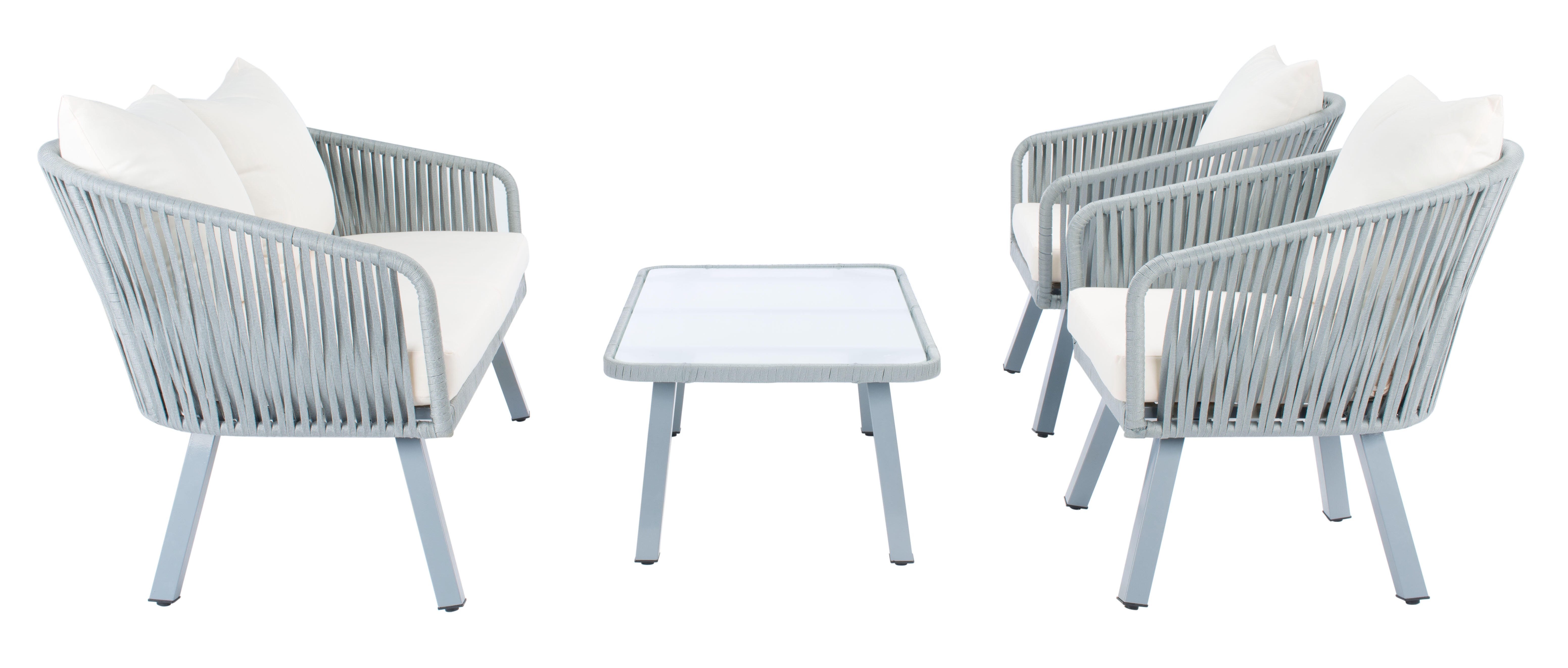 Safavieh Jorda Outdoor Conversation Set, Gray/Beige, large