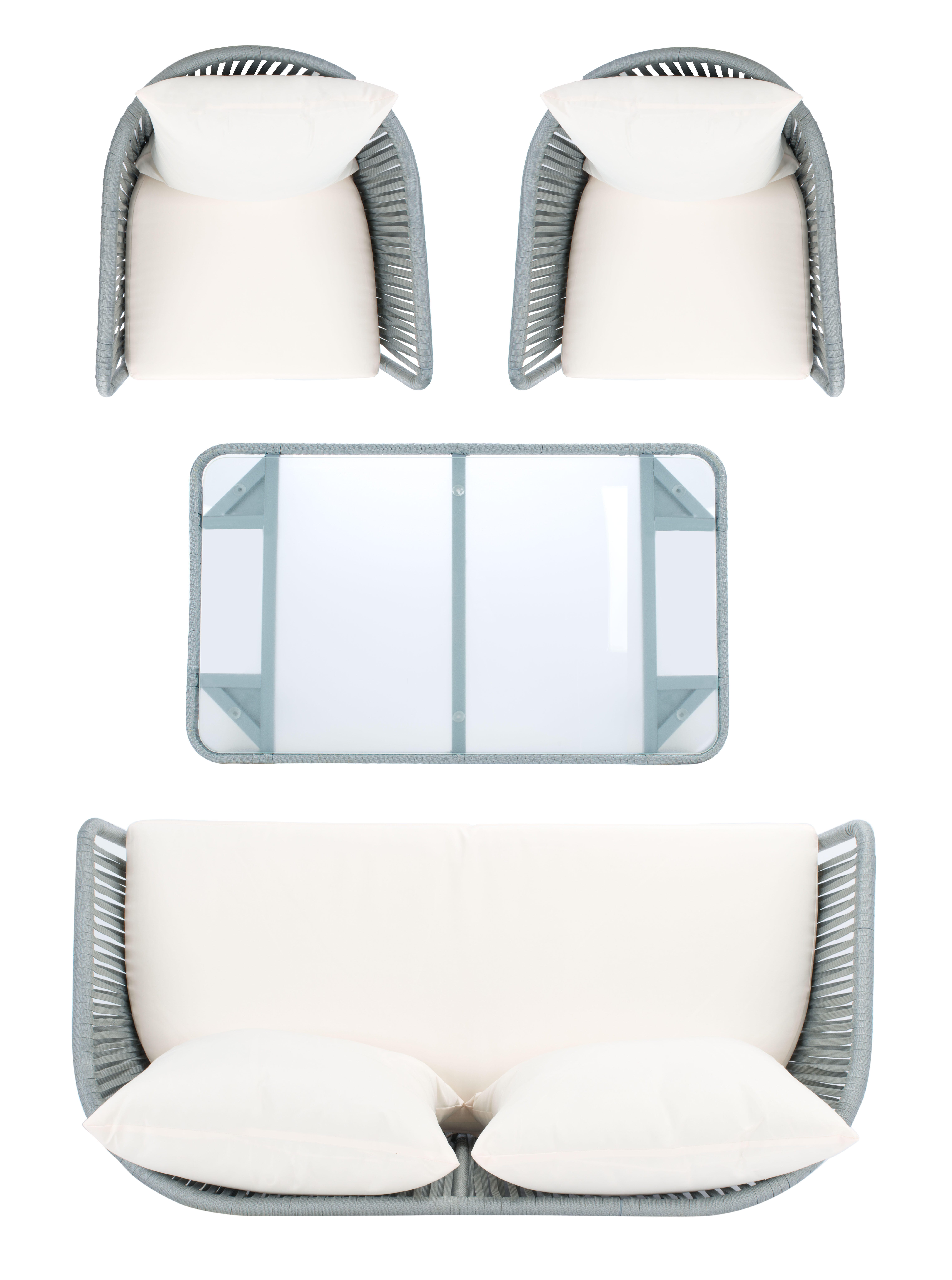 Safavieh Jorda Outdoor Conversation Set, Gray/Beige, large