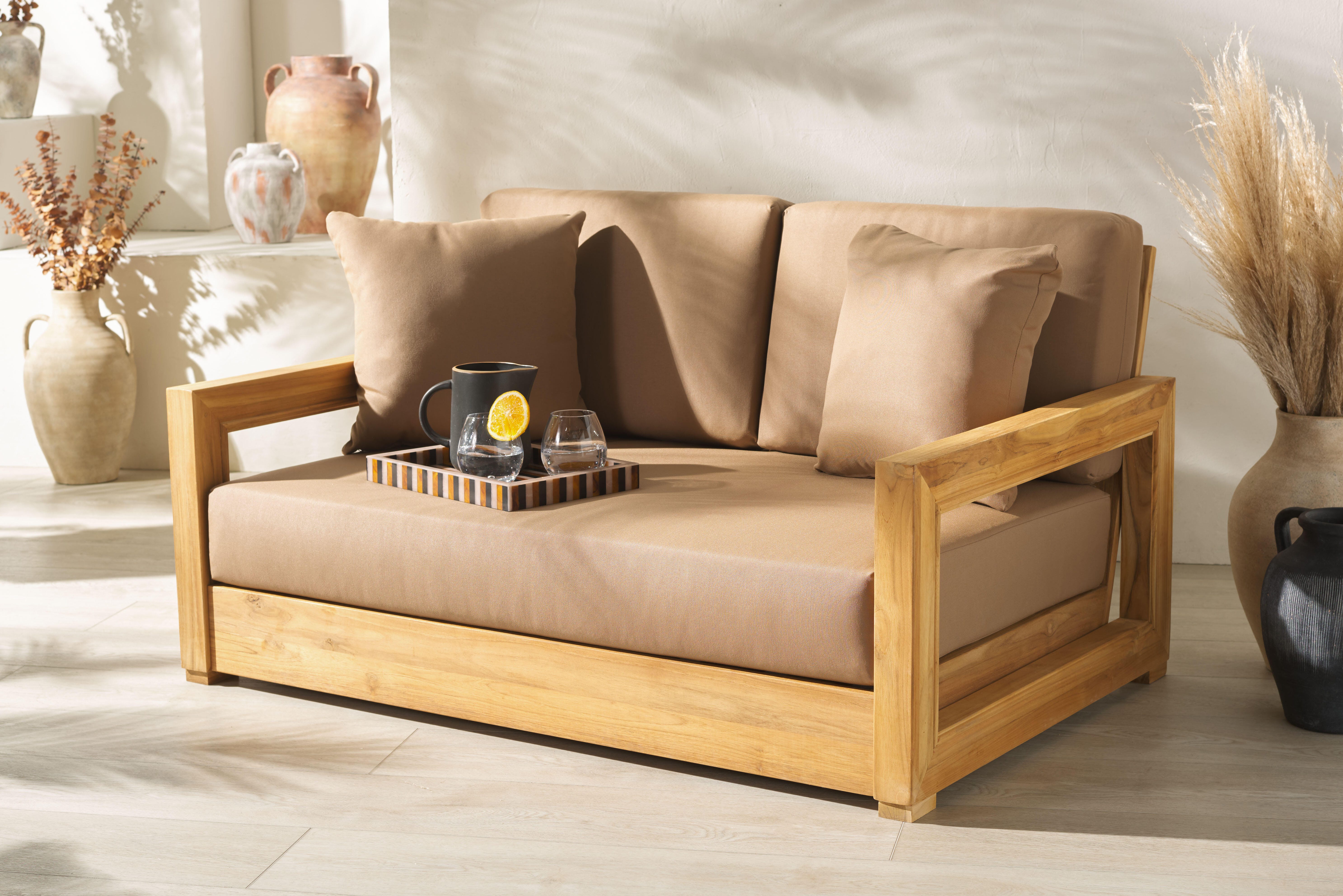 Safavieh Montford Outdoor Bench, Natural/Brown, rollover