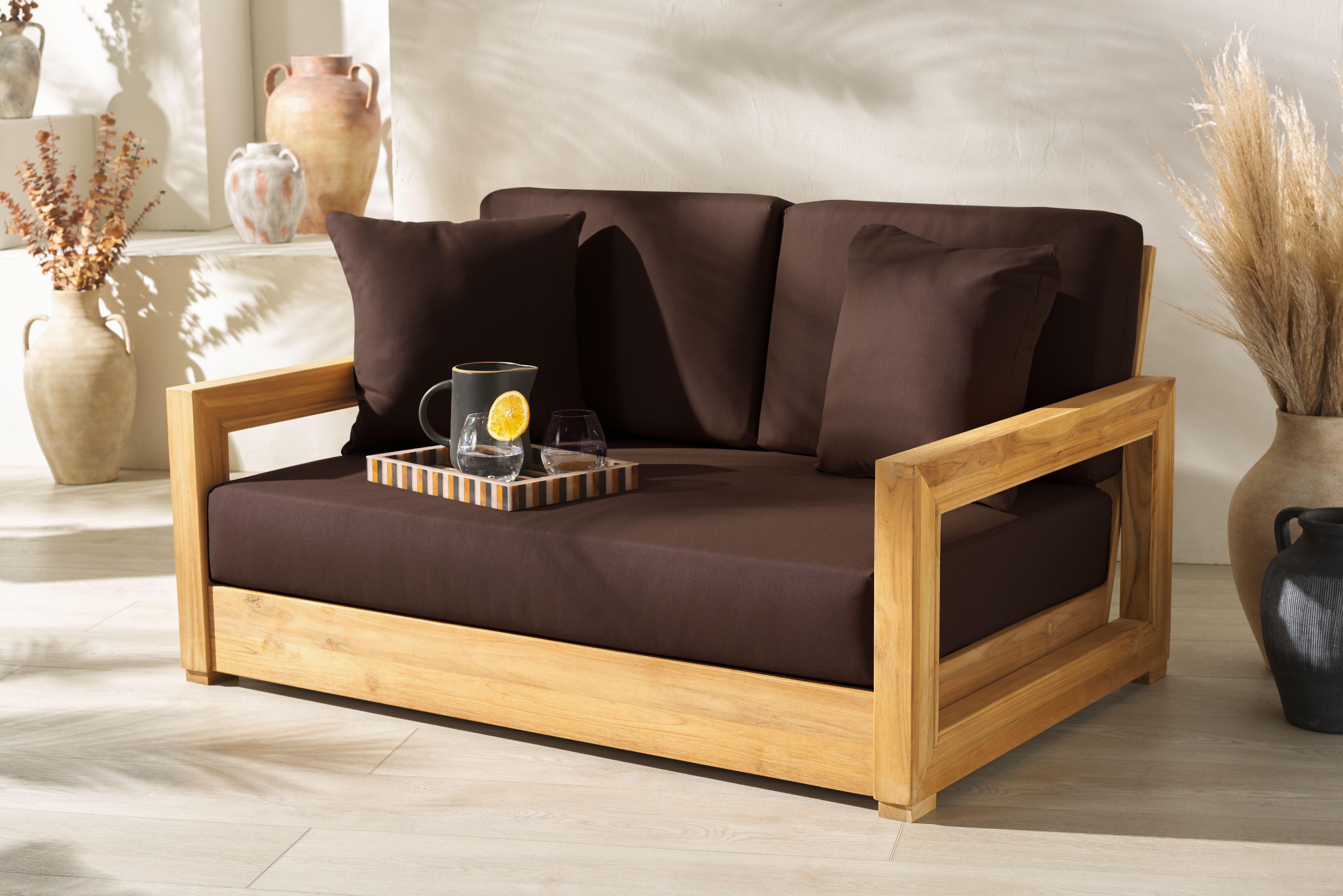 Safavieh Montford Outdoor Bench, Natural/Dark Brown, large