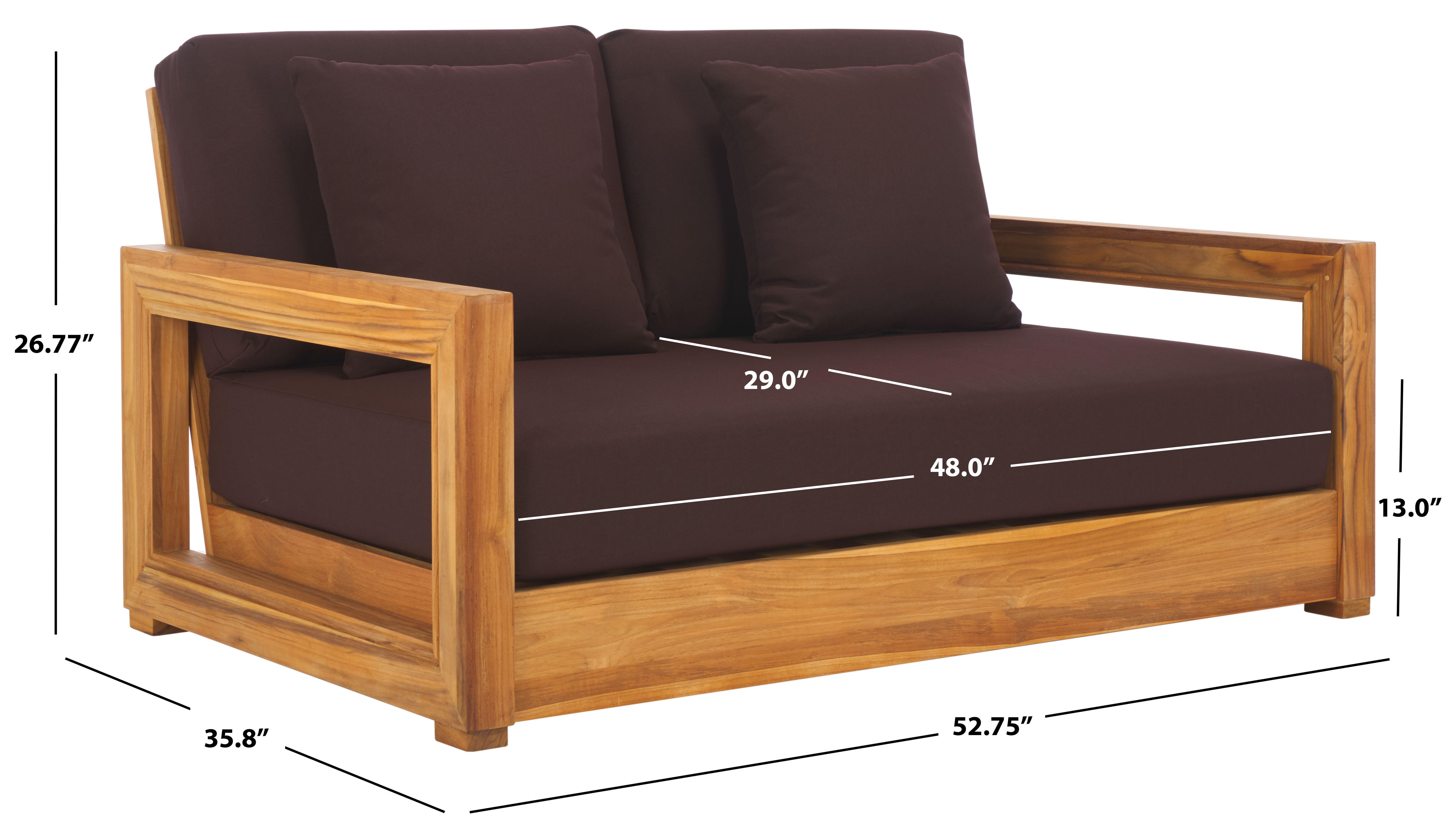 Safavieh Montford Outdoor Bench, Natural/Dark Brown, large