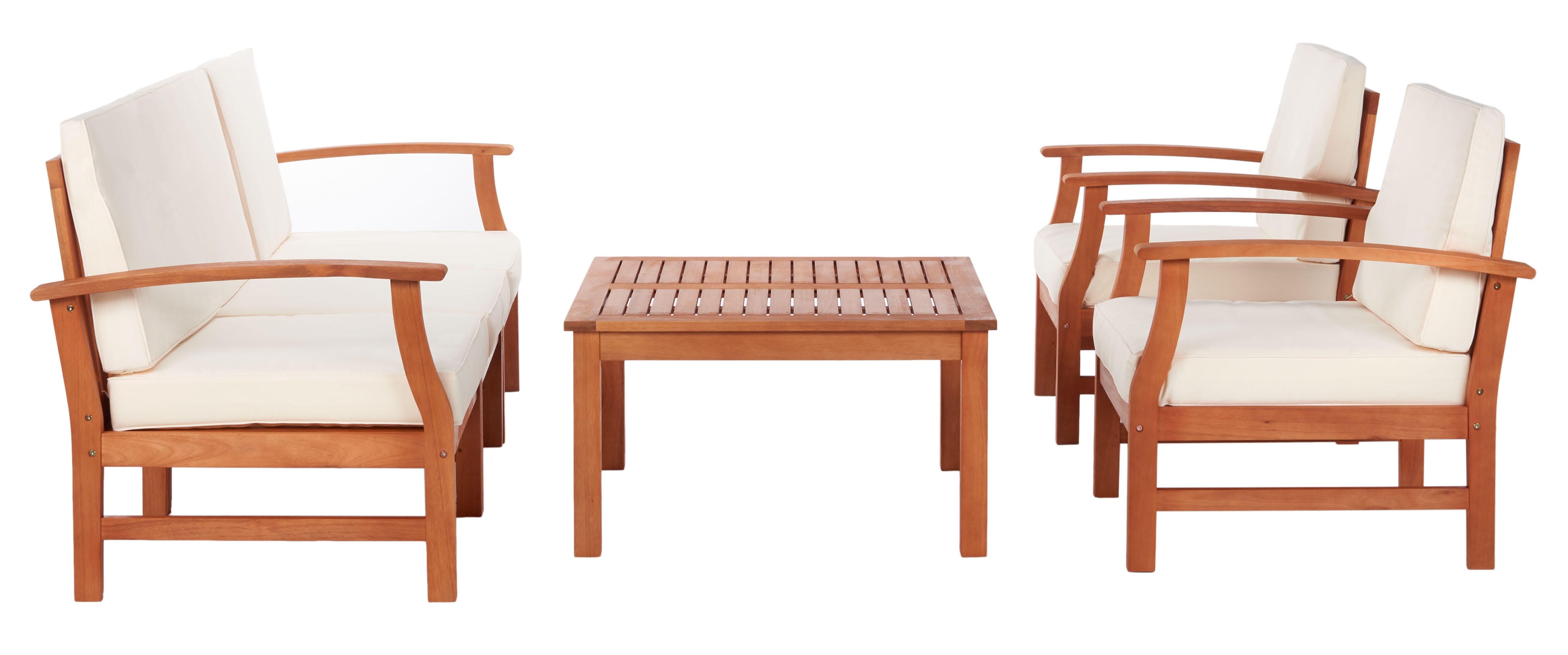 Safavieh Parcer Outdoor Conversation Set, Natural/Beige, large