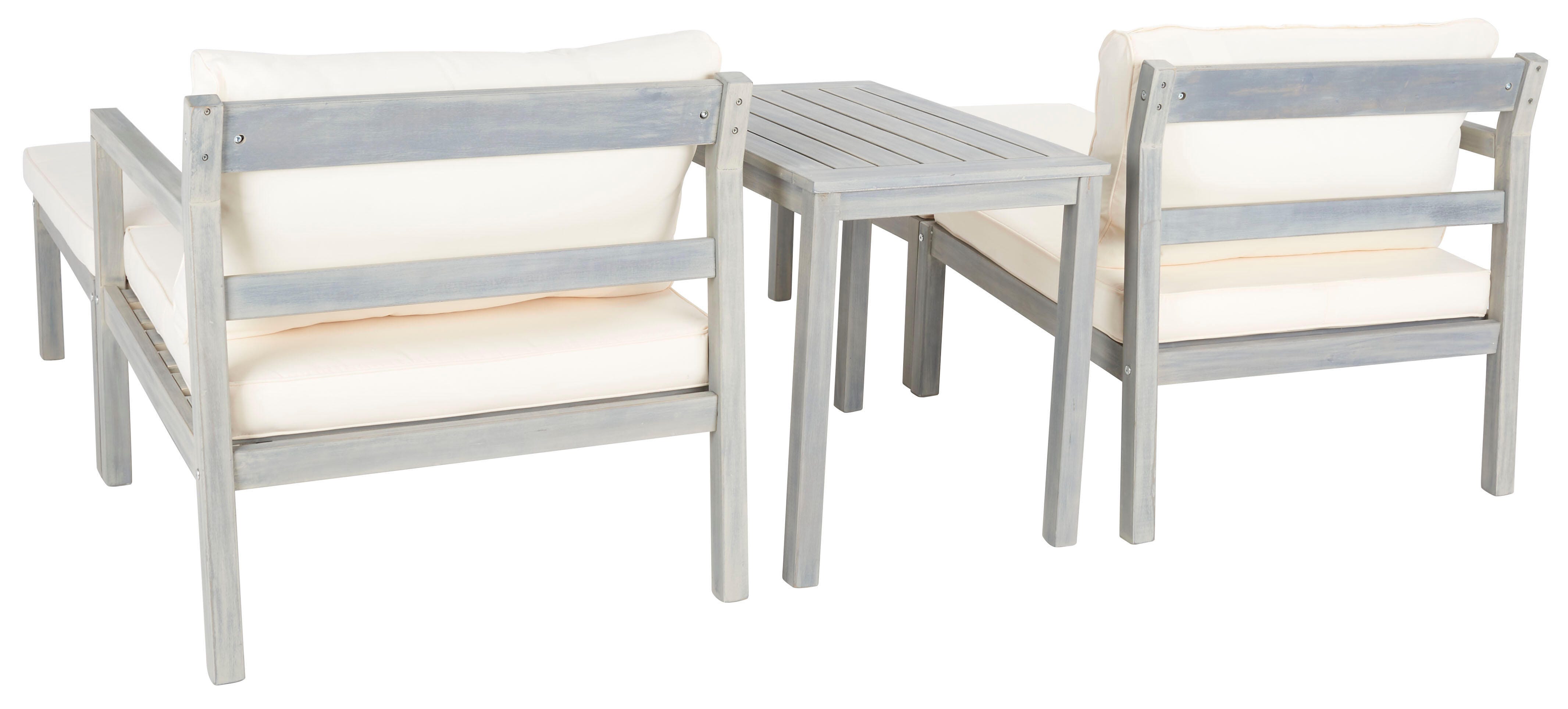 Safavieh Pratia Outdoor Lounge chair with Side Table, Ash Gray/Beige, large