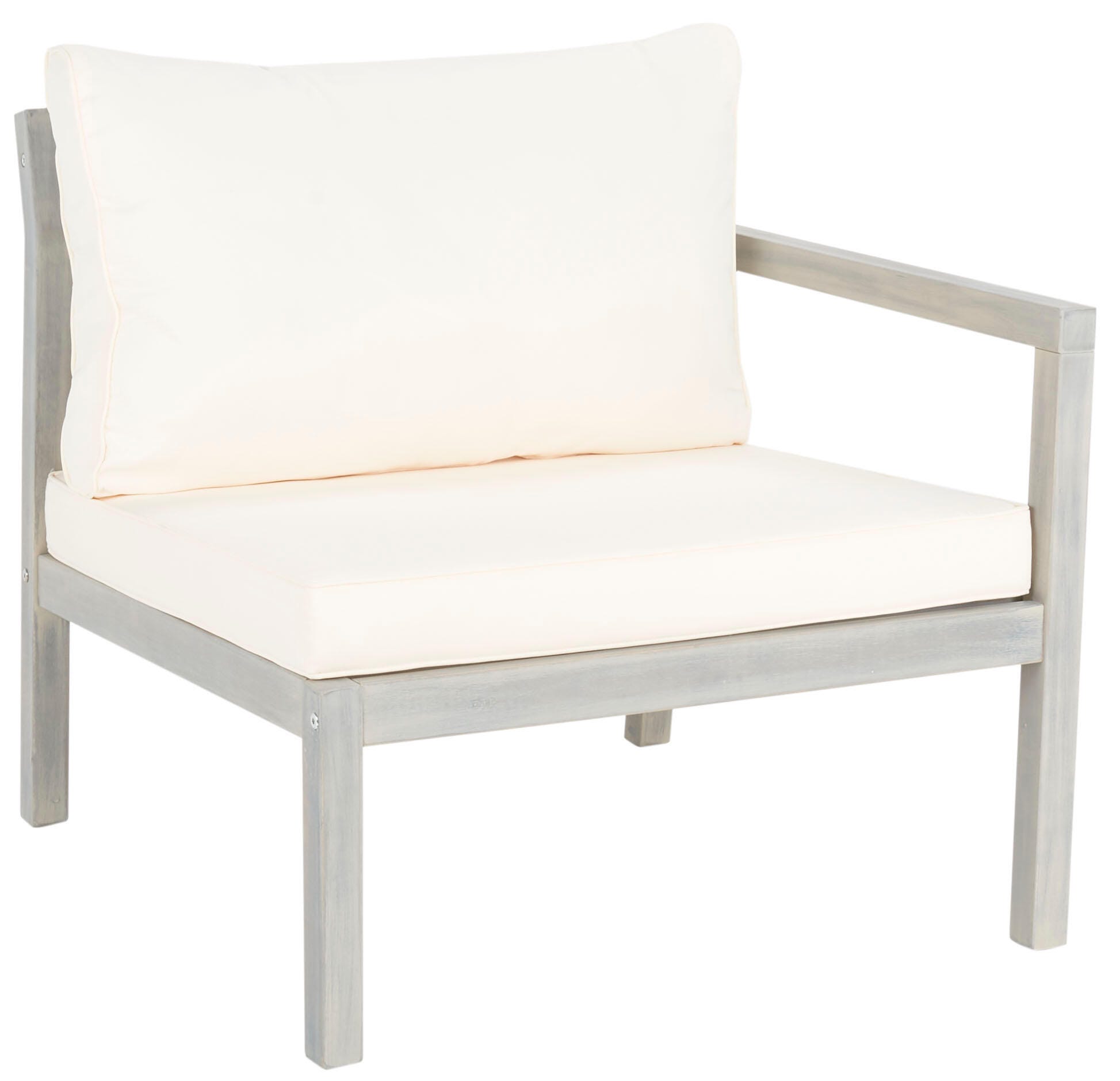Safavieh Pratia Outdoor Lounge chair with Side Table, Ash Gray/Beige, large
