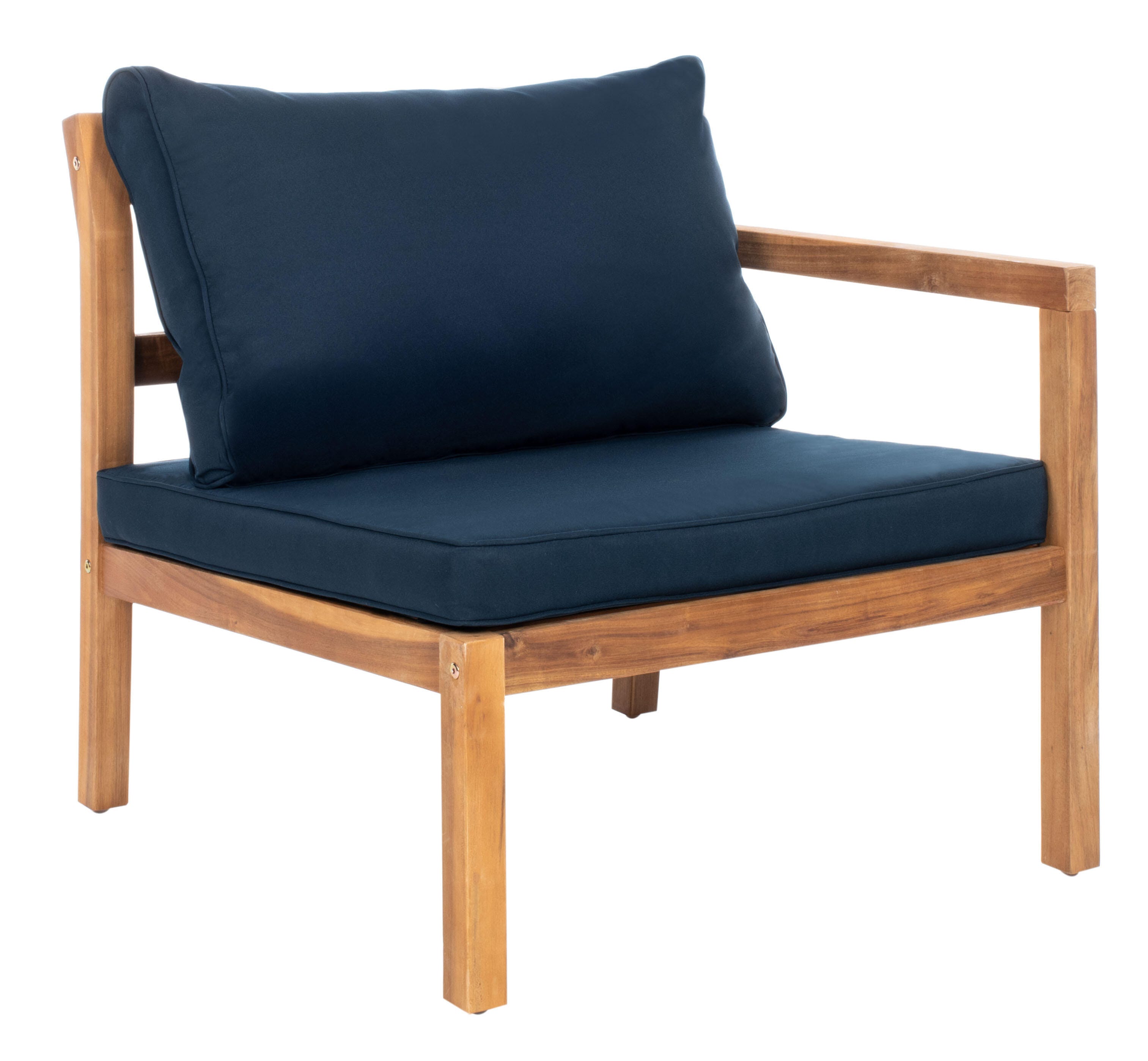 Safavieh Pratia Outdoor Lounge Chairs with Side Table, Natural/Navy, large