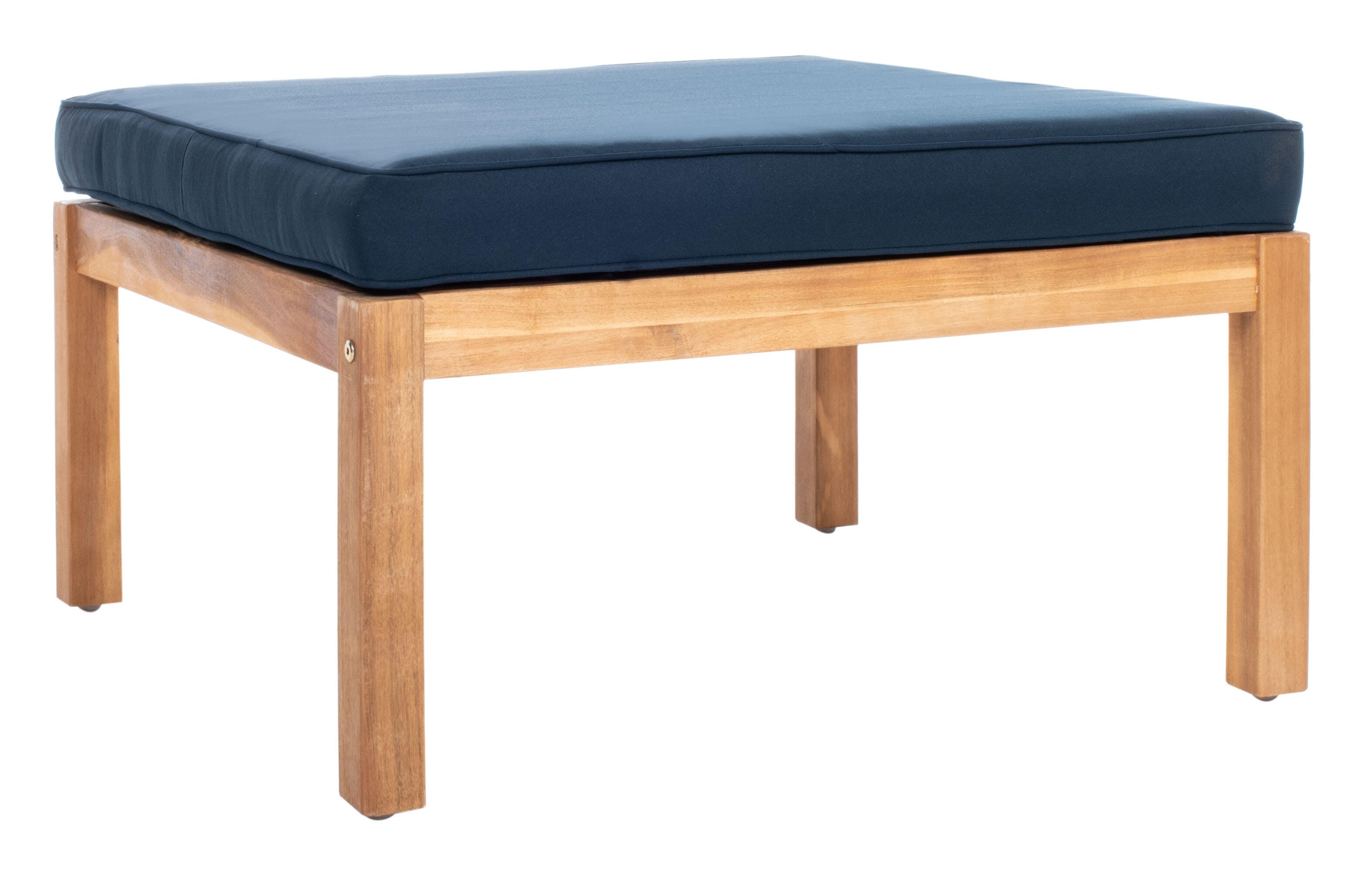 Safavieh Pratia Outdoor Lounge Chairs with Side Table, Natural/Navy, large