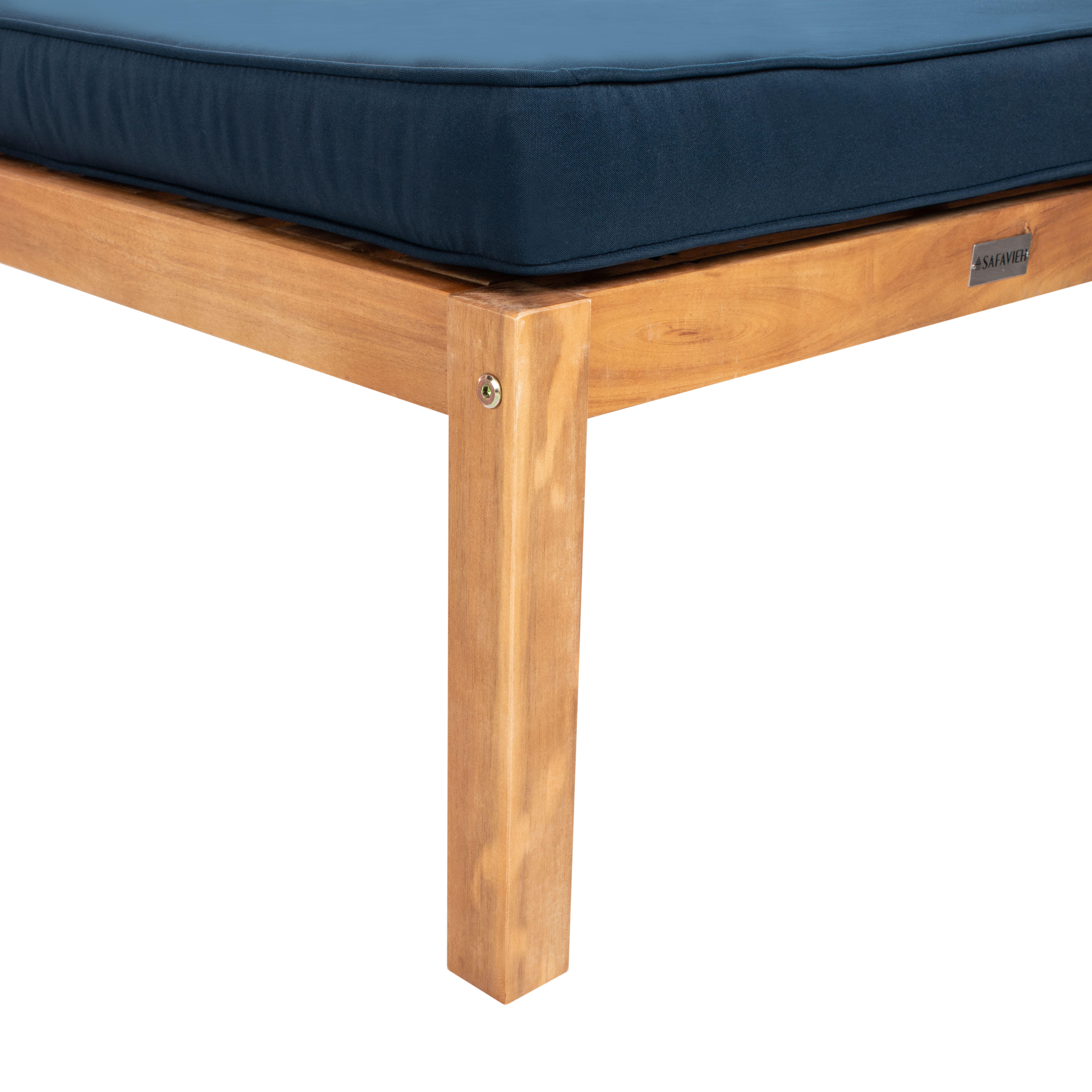 Safavieh Pratia Outdoor Lounge Chairs with Side Table, Natural/Navy, large