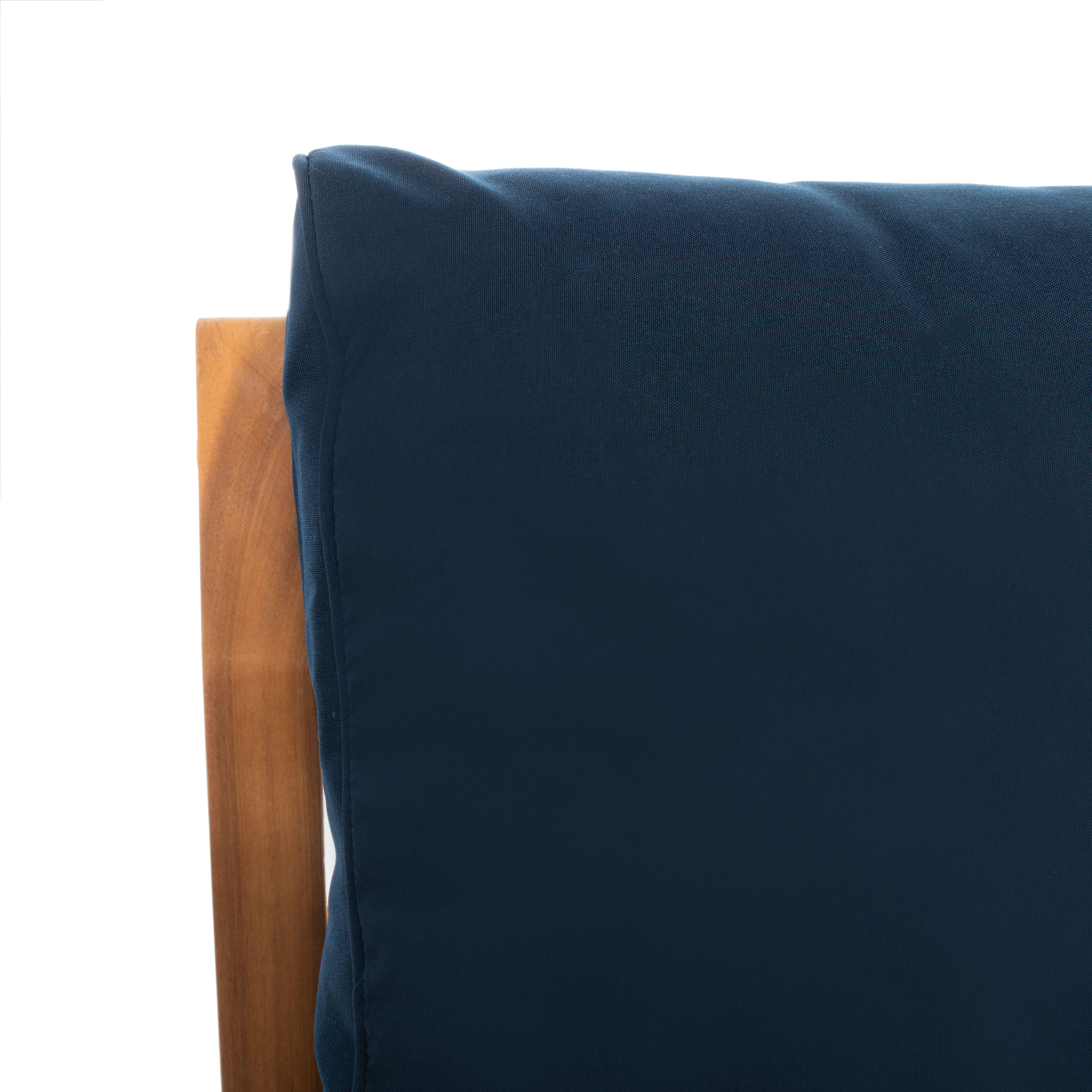 Safavieh Pratia Outdoor Lounge Chairs with Side Table, Natural/Navy, large