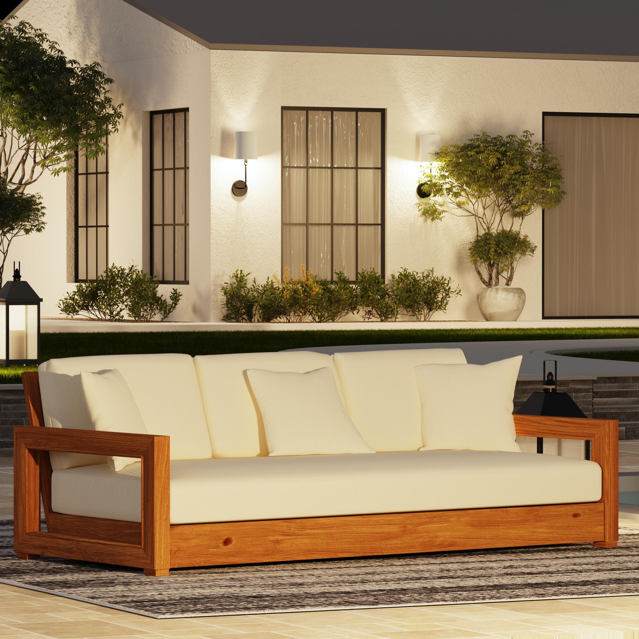 Safavieh Outdoor Bench, Natural/Beige, large