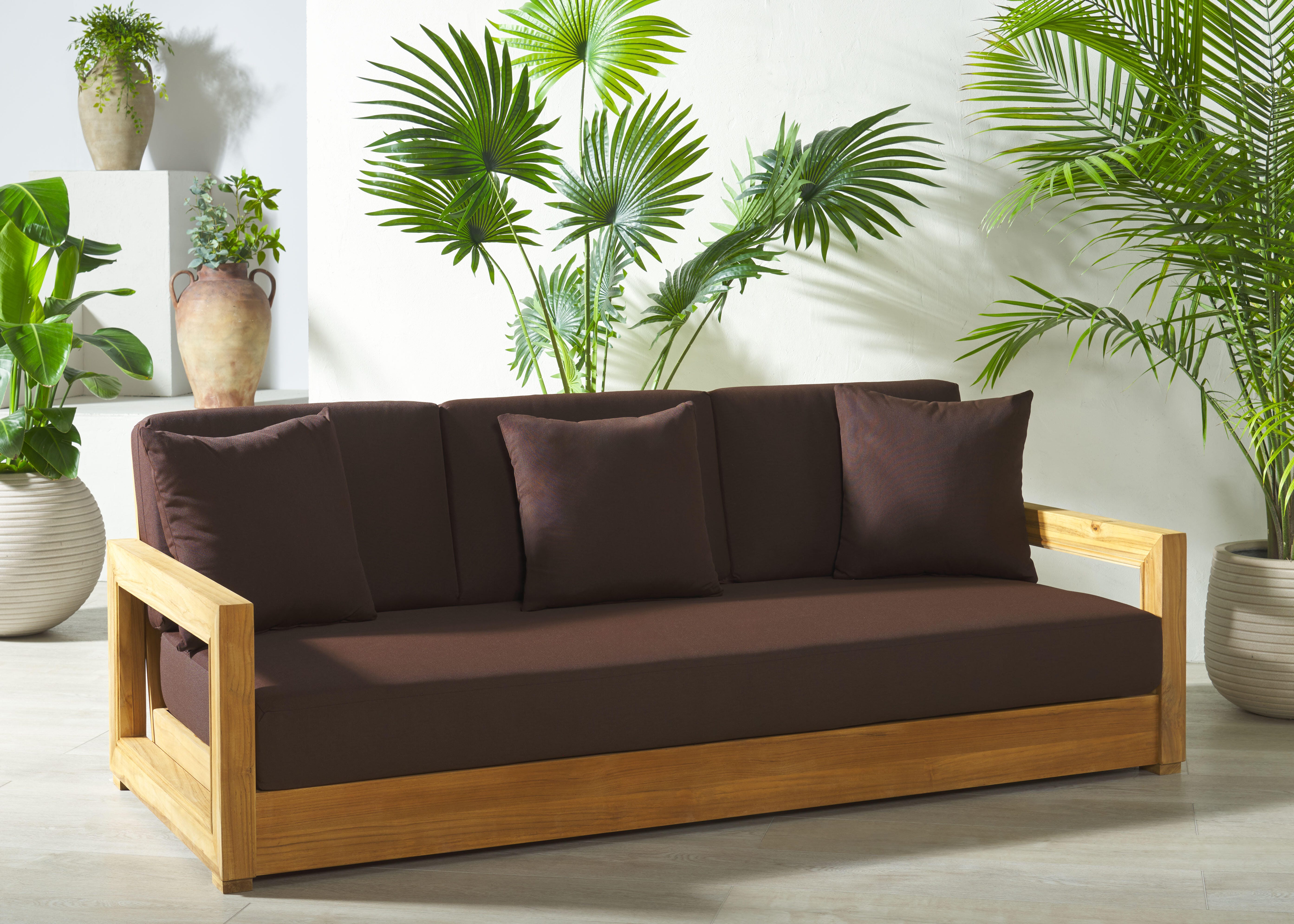 Safavieh Outdoor Bench, Natural/Dark Brown, rollover
