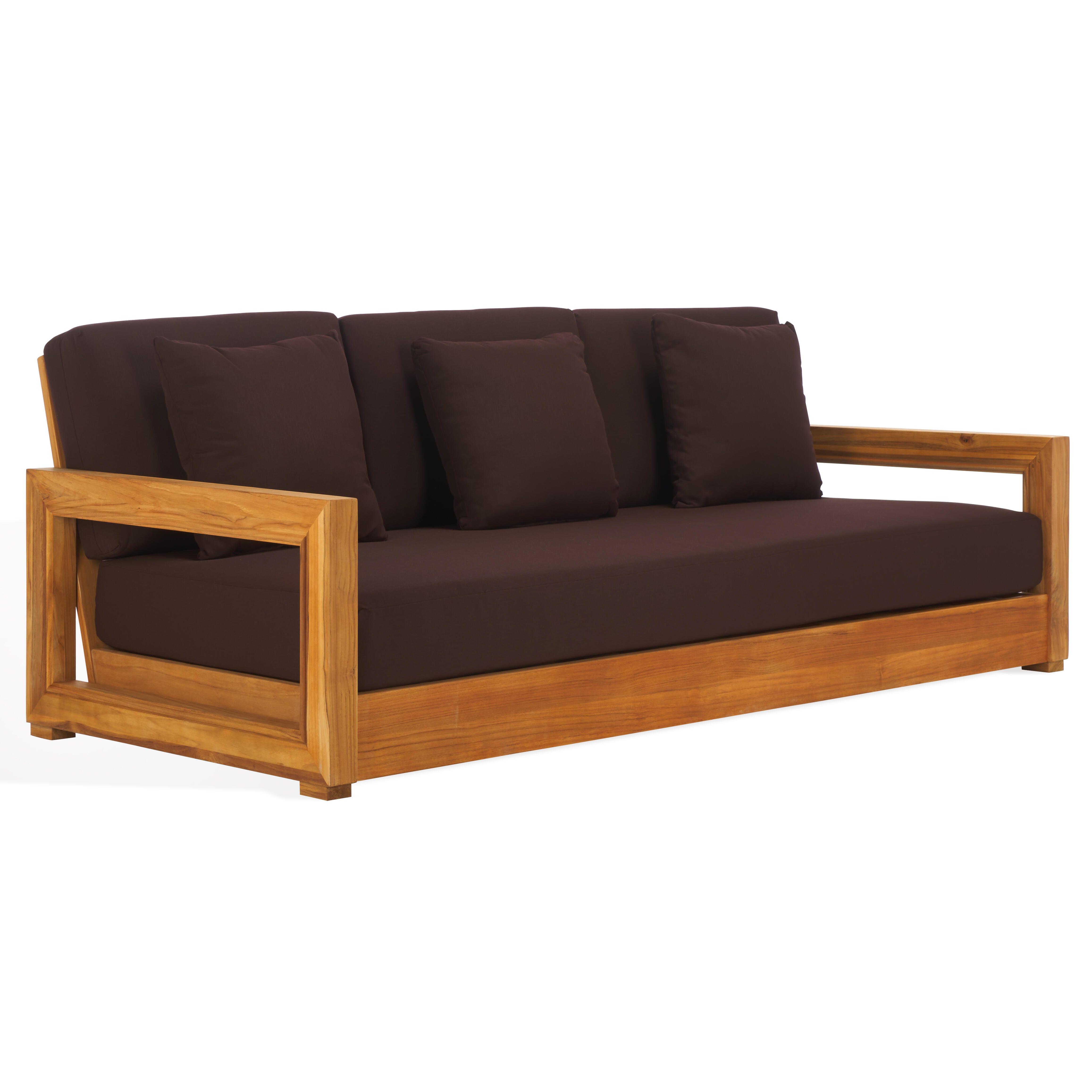 Safavieh Outdoor Bench, Natural/Dark Brown, large