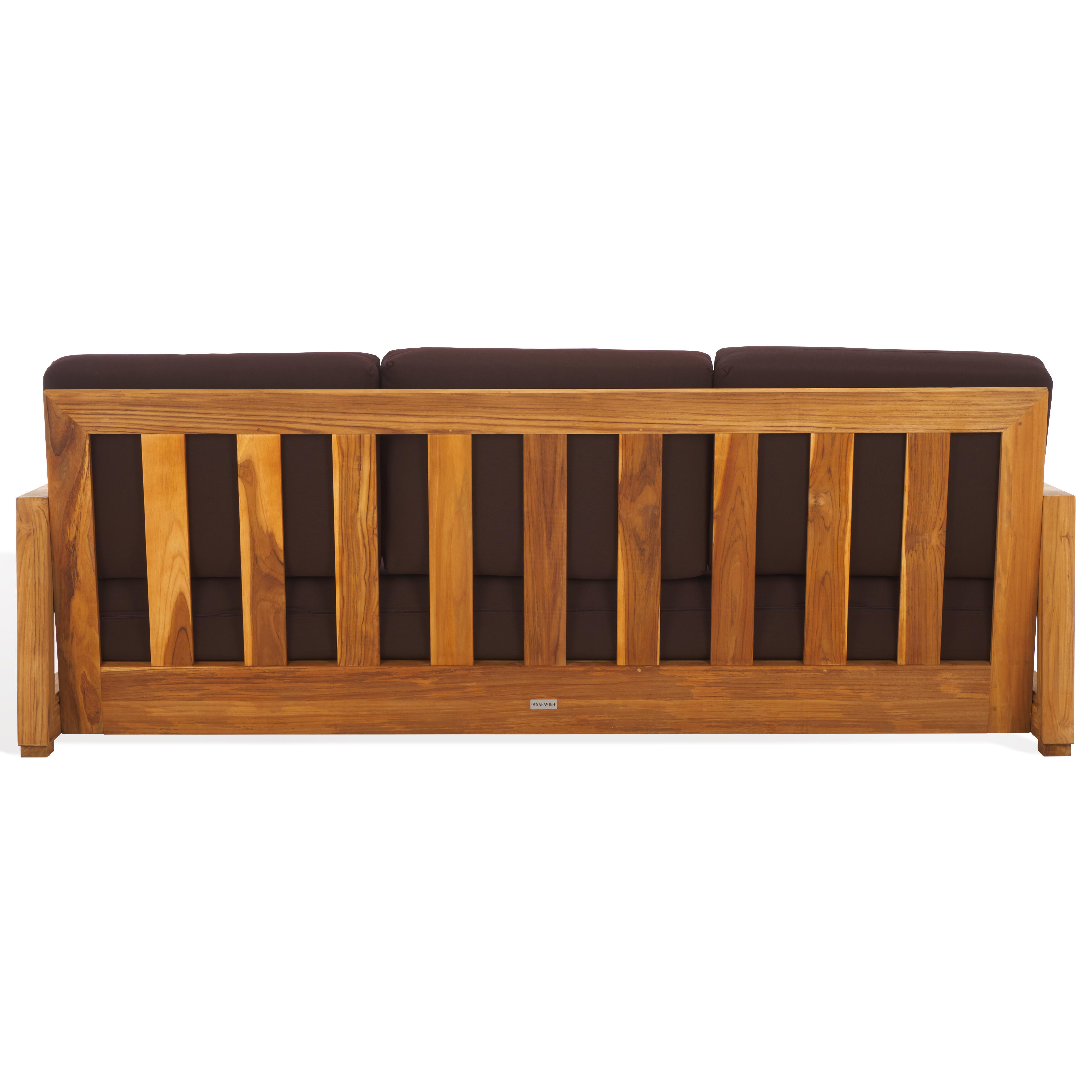 Safavieh Outdoor Bench, Natural/Dark Brown, large