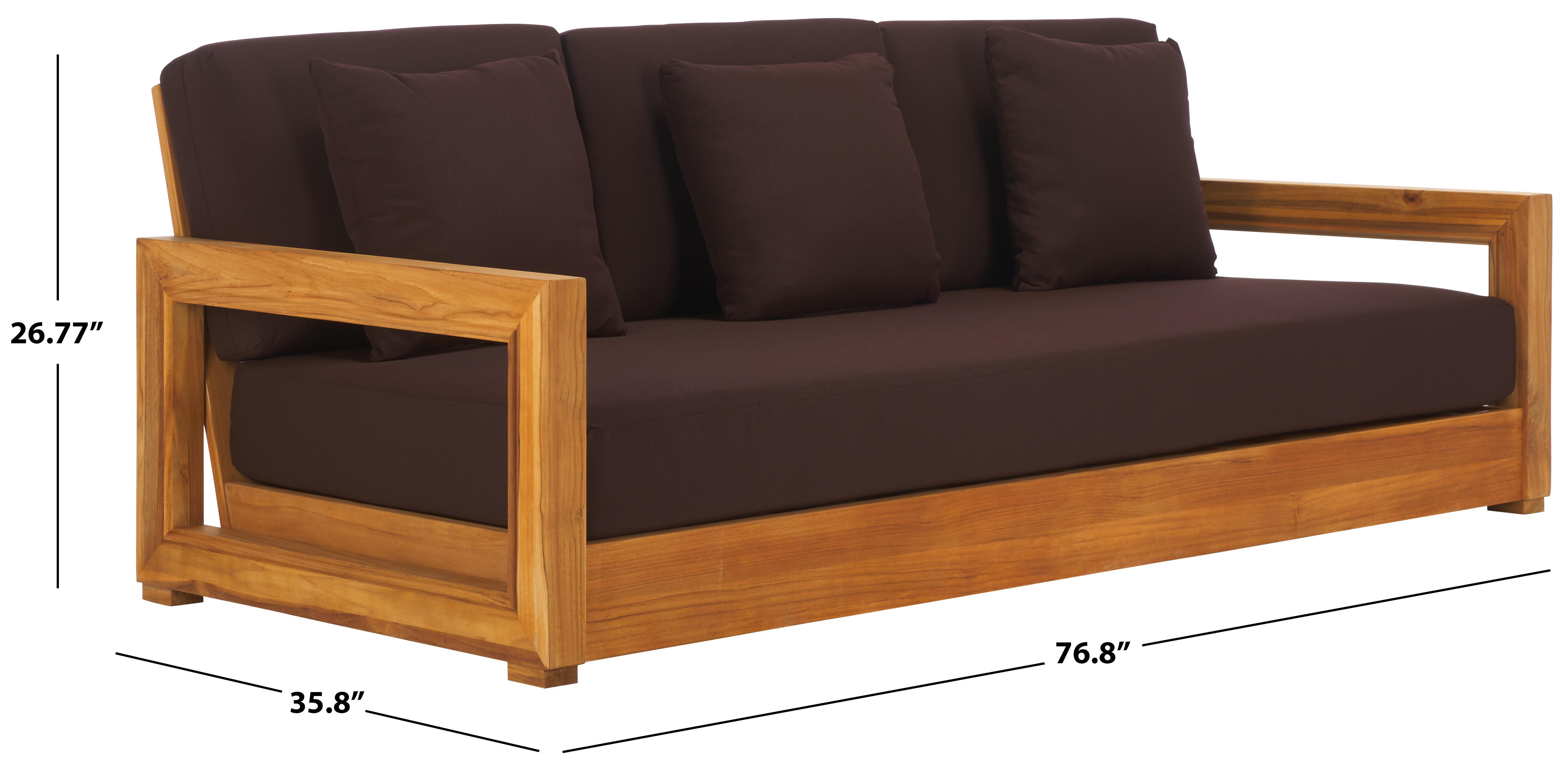 Safavieh Outdoor Bench, Natural/Dark Brown, large