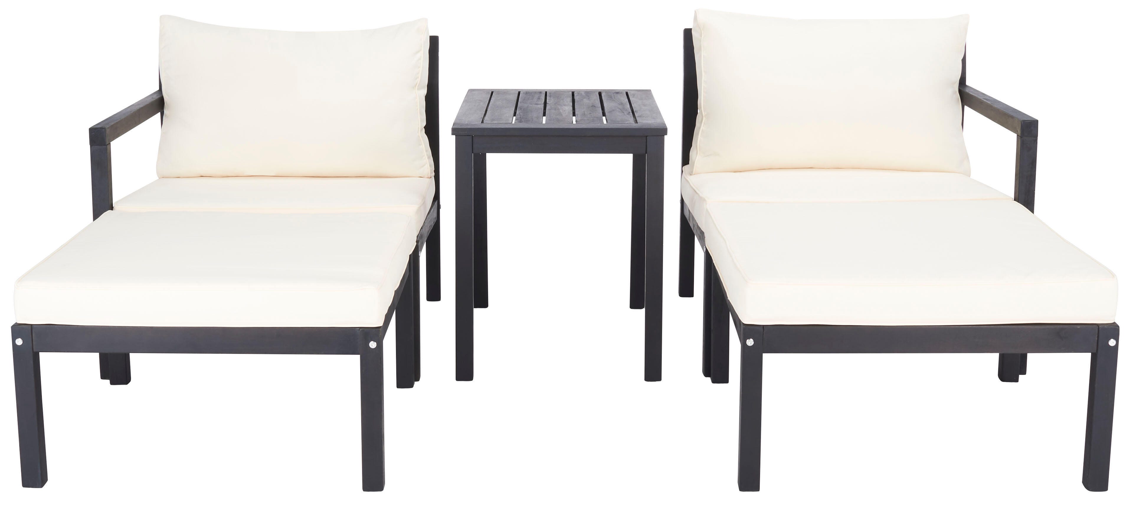 Safavieh Pratia Outdoor Lounge Chairs with Side Table, Dark Slate Gray/Beige, large