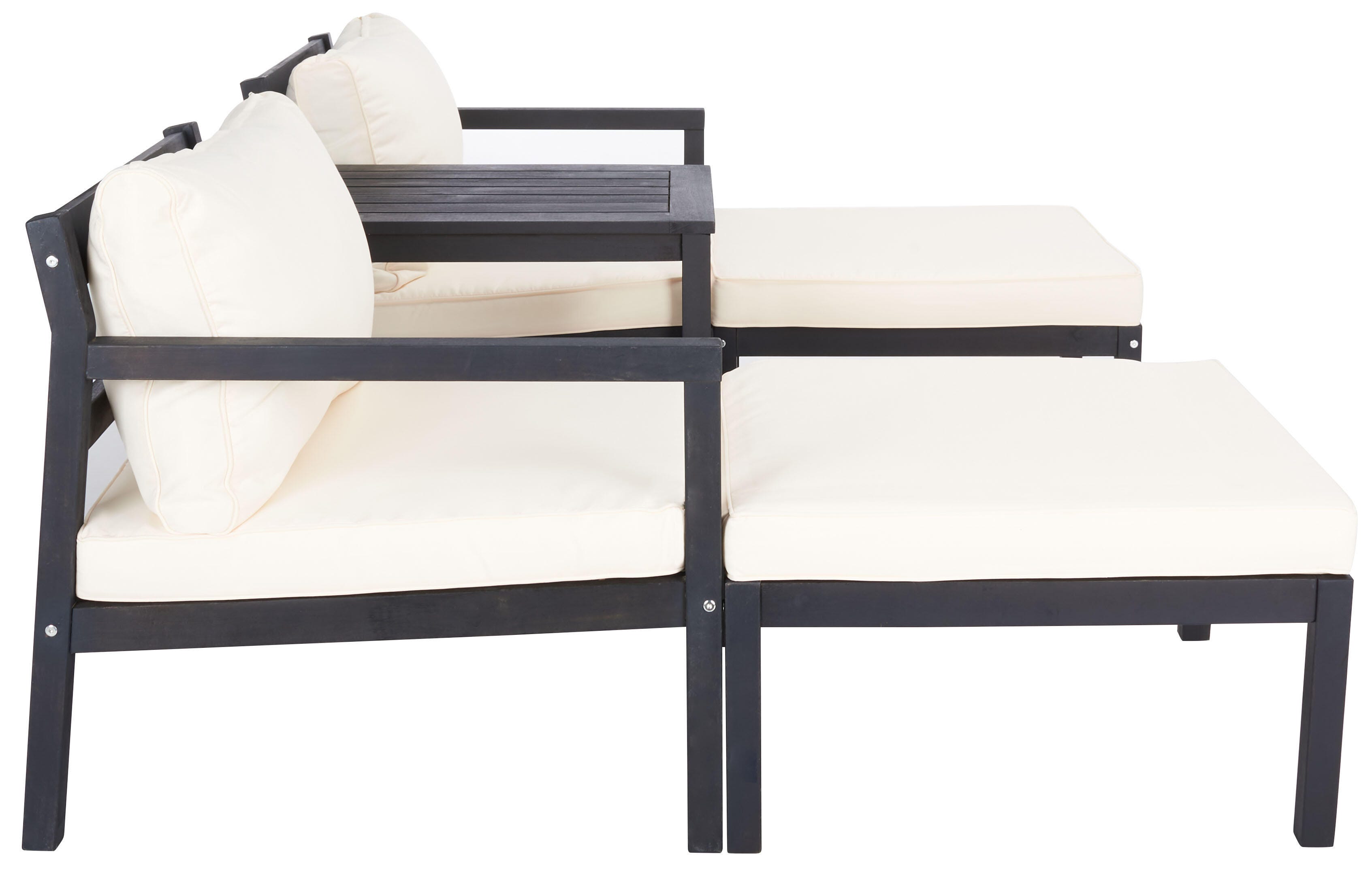 Safavieh Pratia Outdoor Lounge Chairs with Side Table, Dark Slate Gray/Beige, large