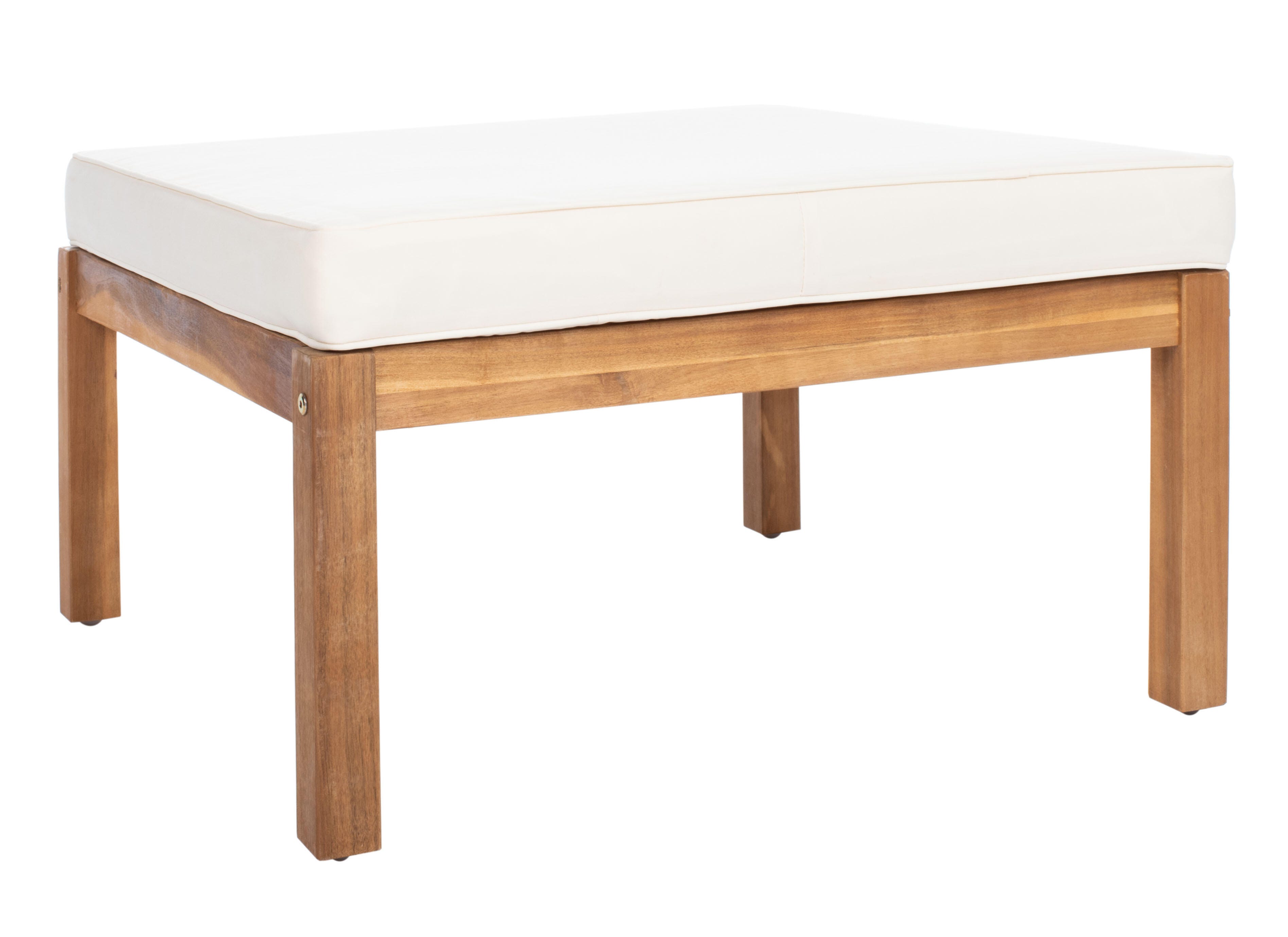 Safavieh Pratia Outdoor Lounge Chairs with Side Table, Natural/Beige, large