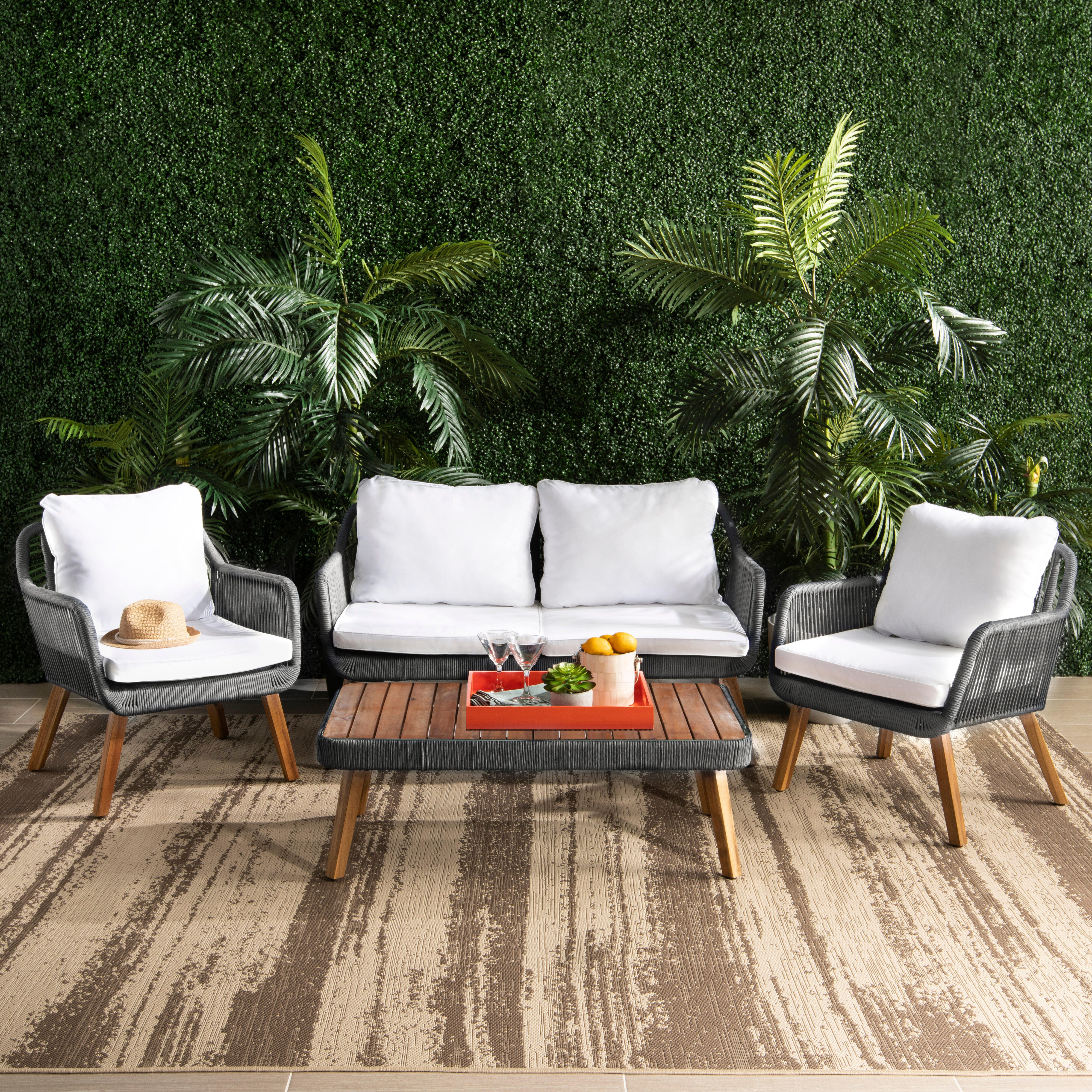 Safavieh Raldin Outdoor Conversation Set, Dark Gray/Beige, rollover